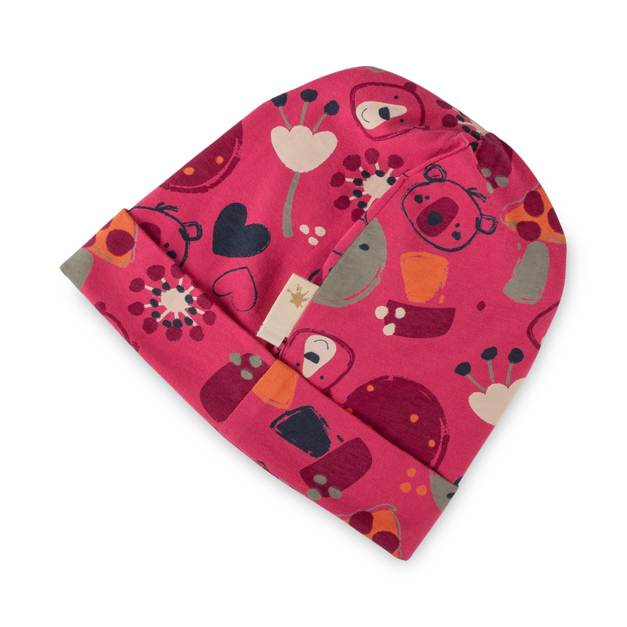 Kinder Mütze Bär Fancy Forest Print, pink