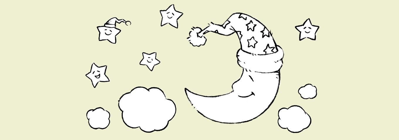 Ausmalbild: Mond & Sterne