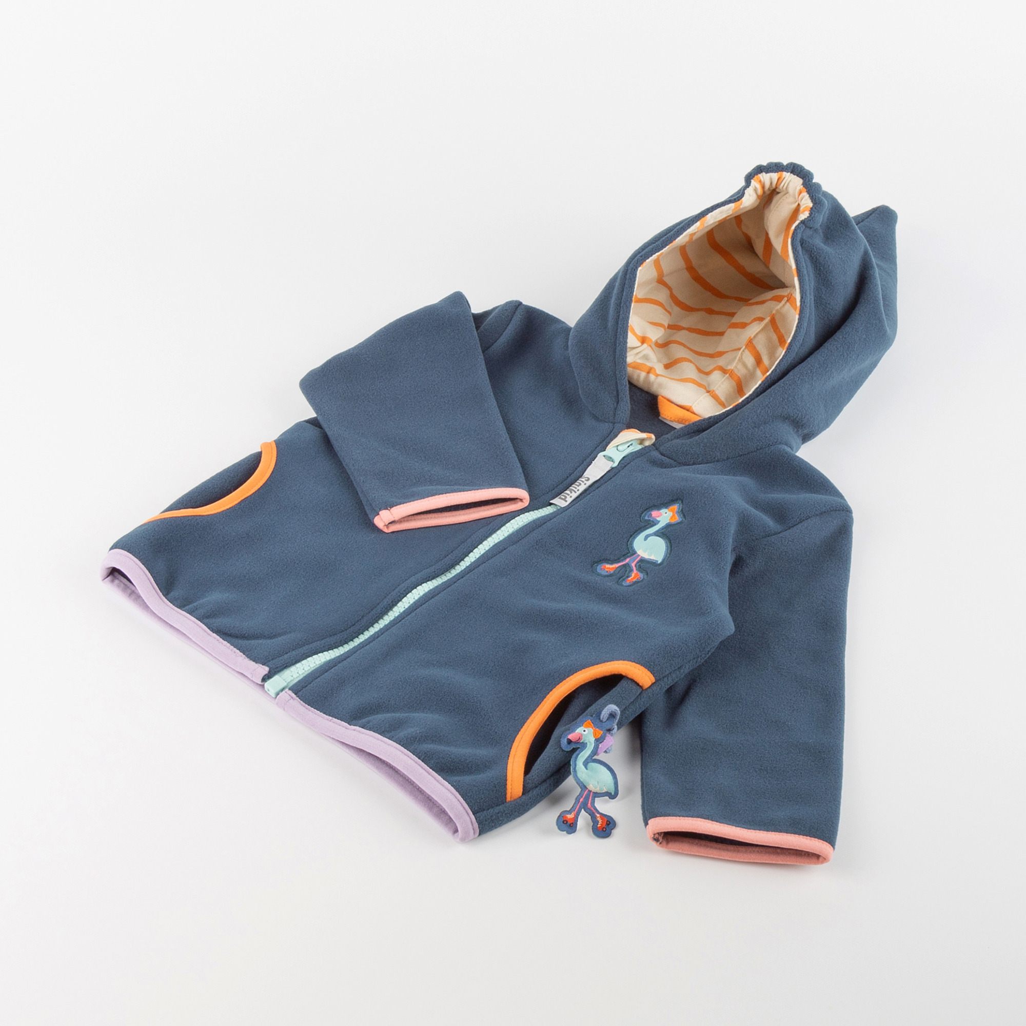 Dunkelblaue Baby Fleecejacke Wild Flamingo