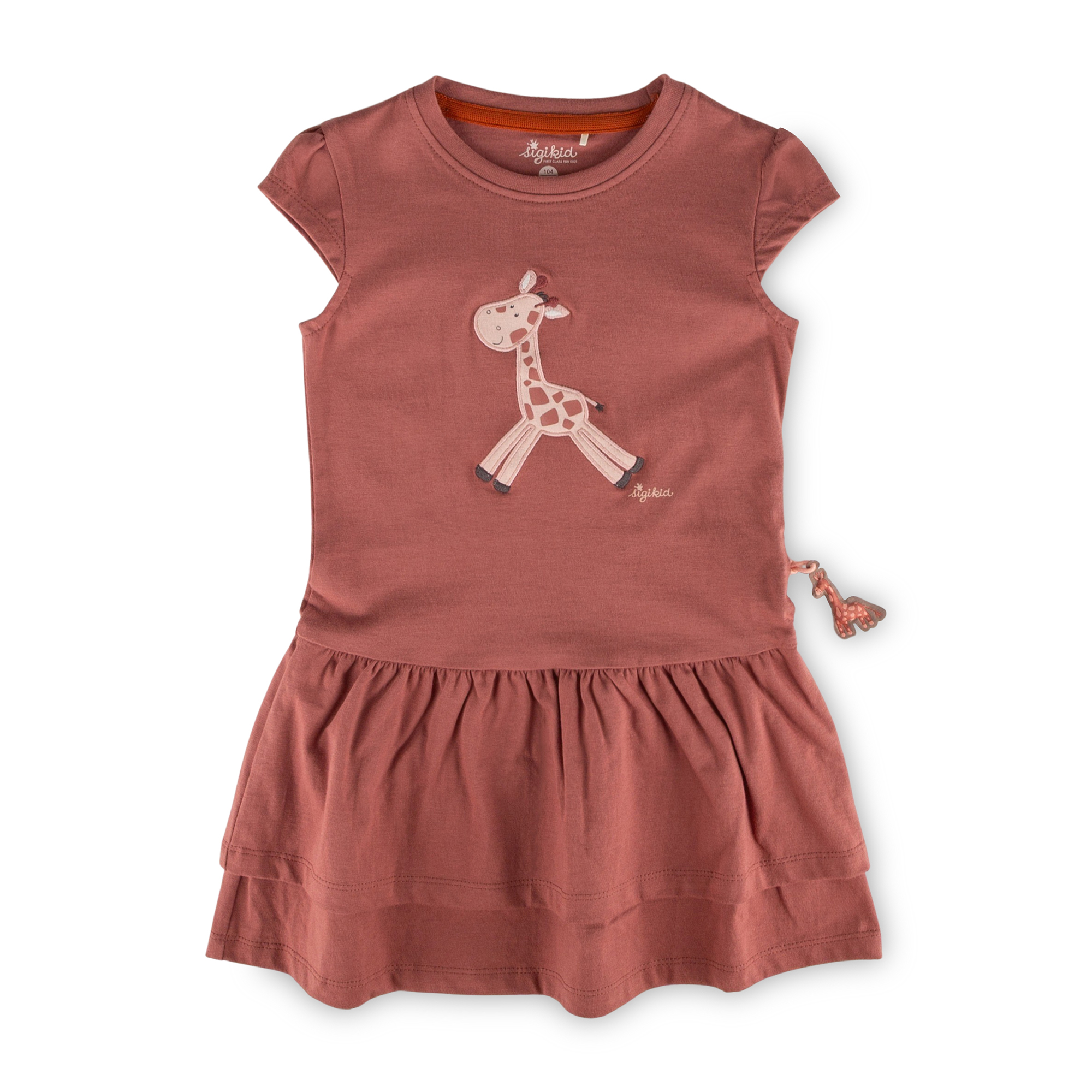 Kinder Volant Kleid Giraffe, rotbraun