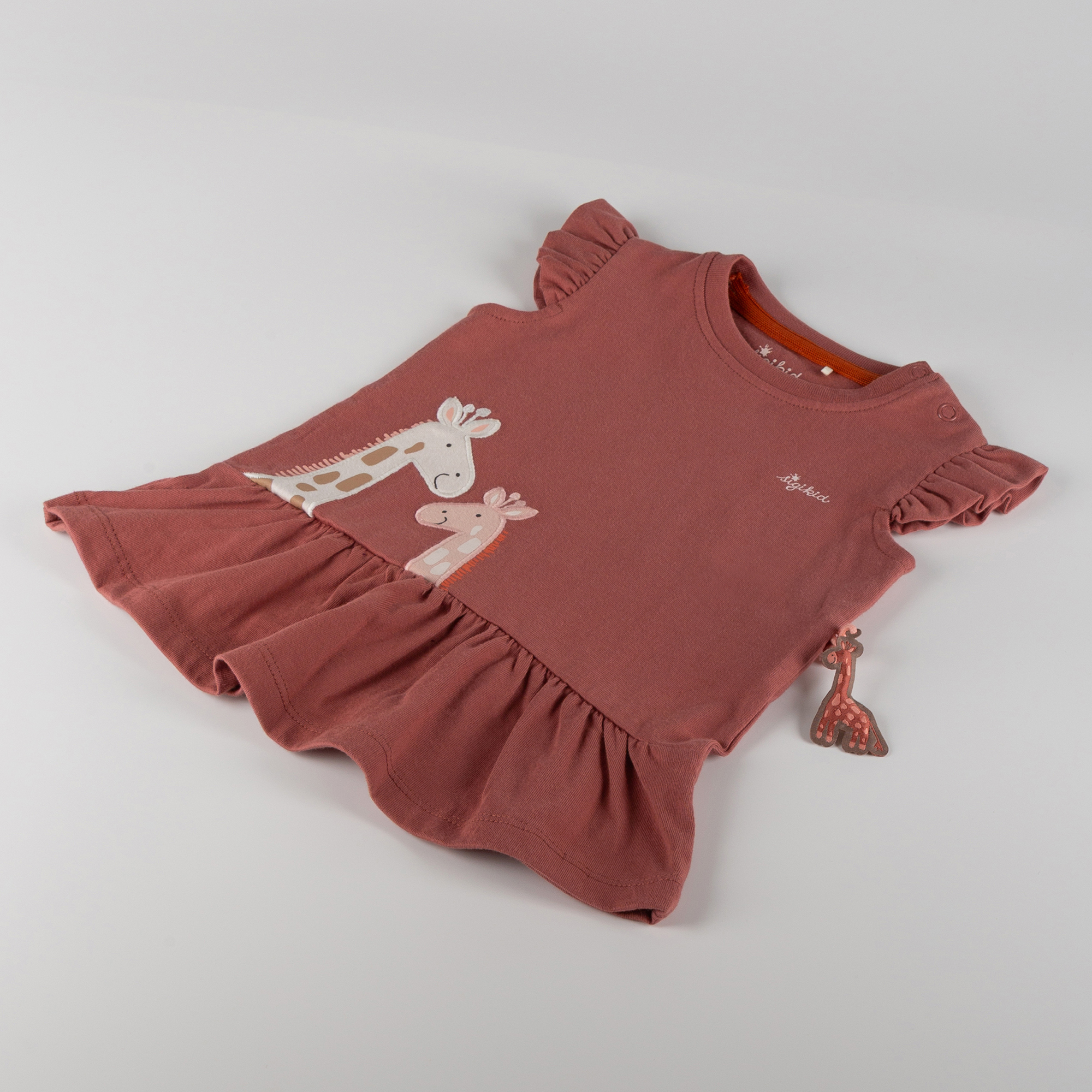 Baby Kleid Giraffe mit Rüschen, rotbraun