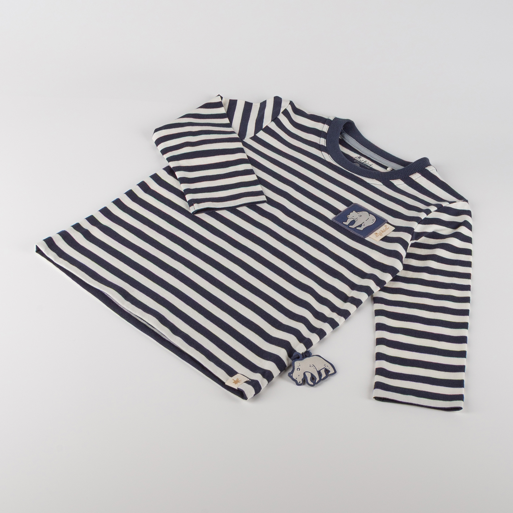 Kinder Langarmshirt Eisbär Polar Friends, blau/weiß geringelt