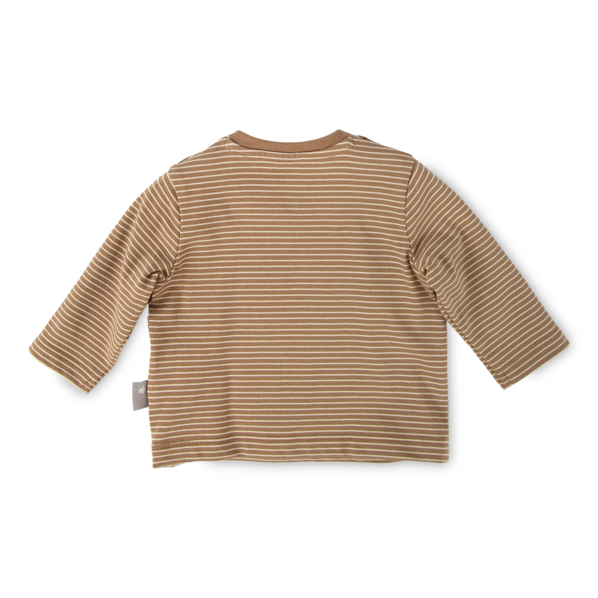 Baby Langarmshirt mit Stickerei, braun/beige geringelt