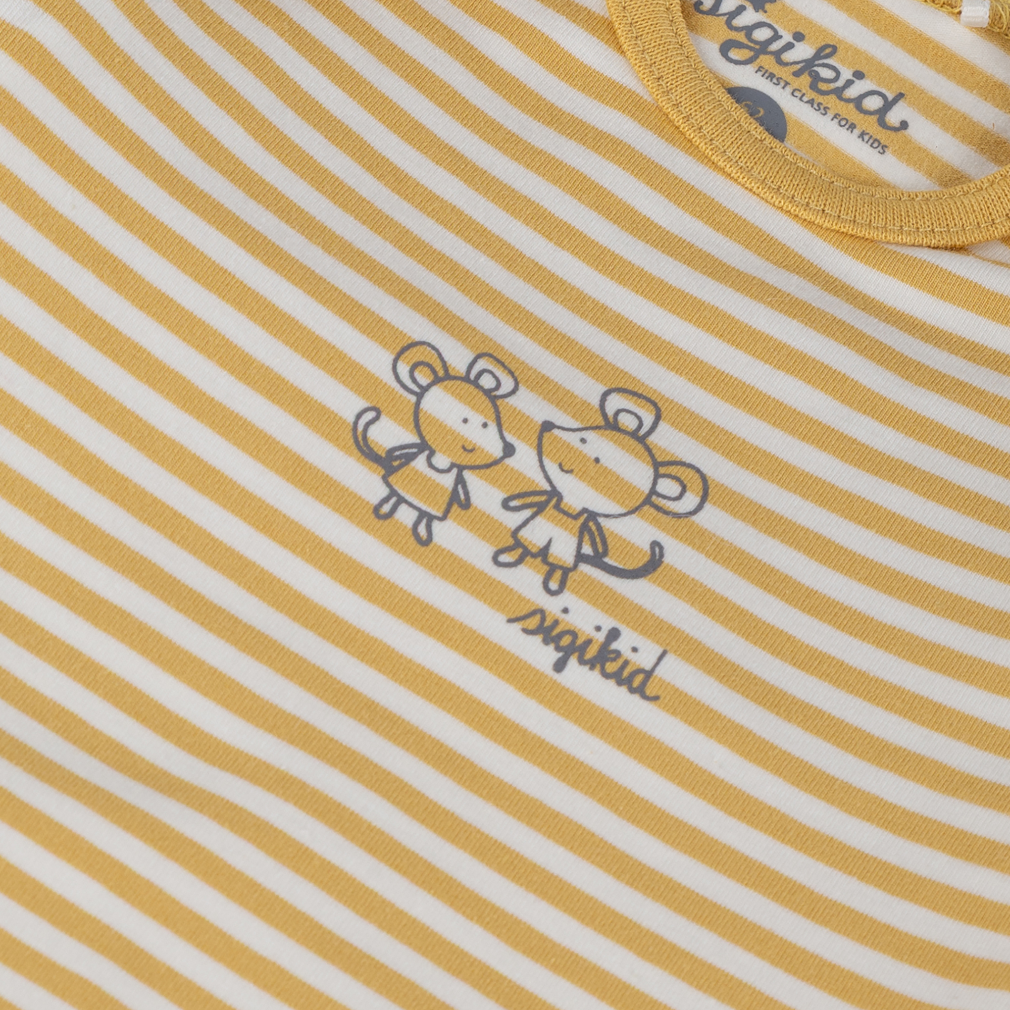 Newborn baby long sleeve bodysuit mouse, yellow/white