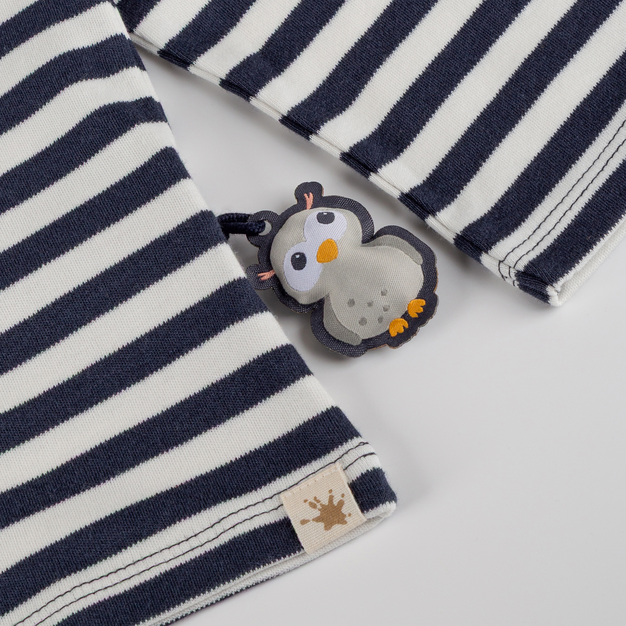 Kinder Langarmshirt Eule Magic Owl, blau-weiß geringelt