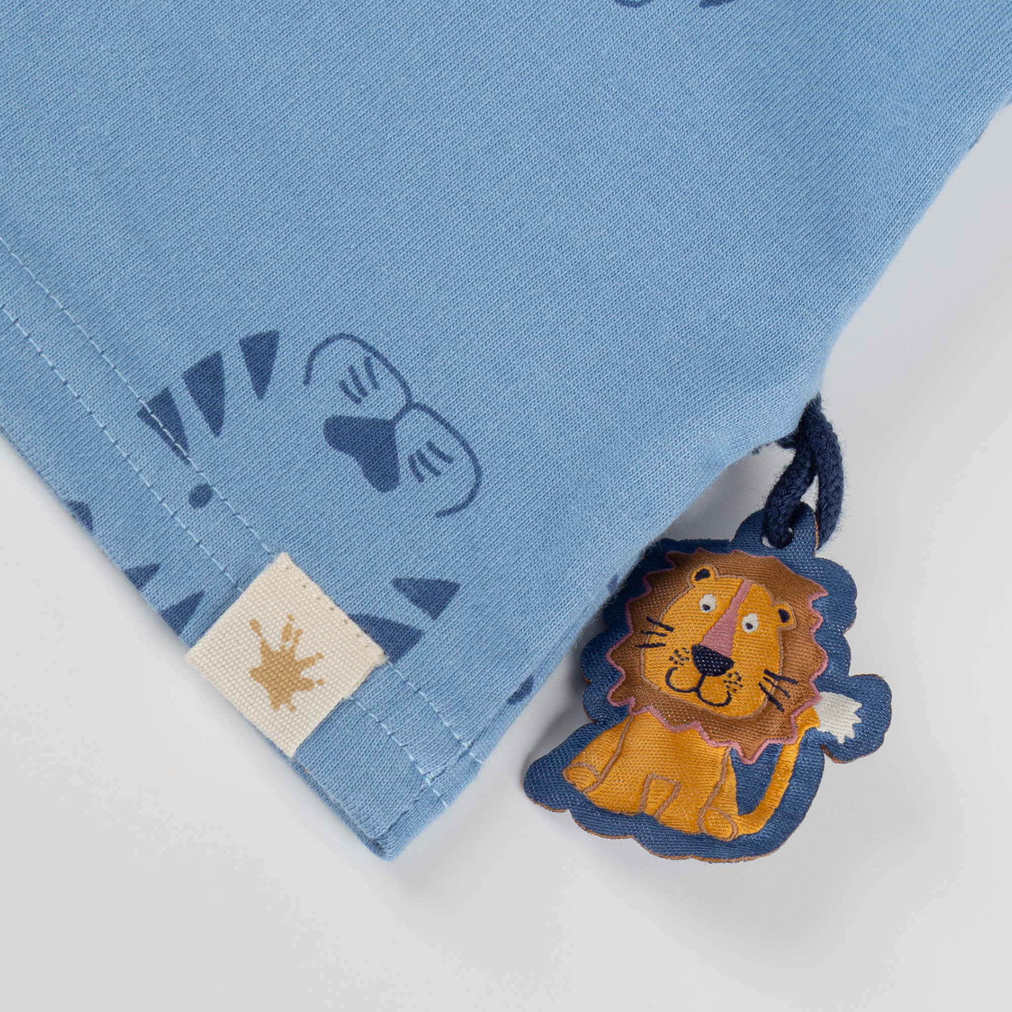 Baby T-Shirt Tiger & Löwe Print, blau