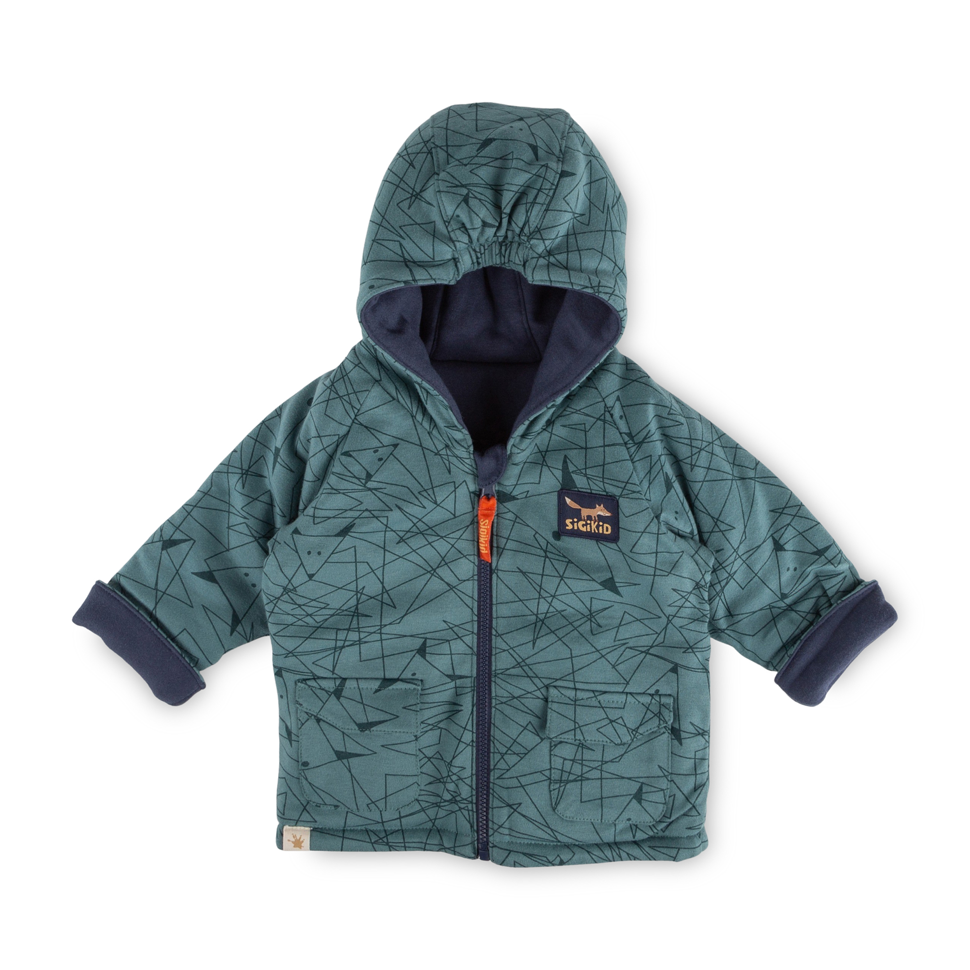 Reversible hooded baby jacket Wild Fox, interlined