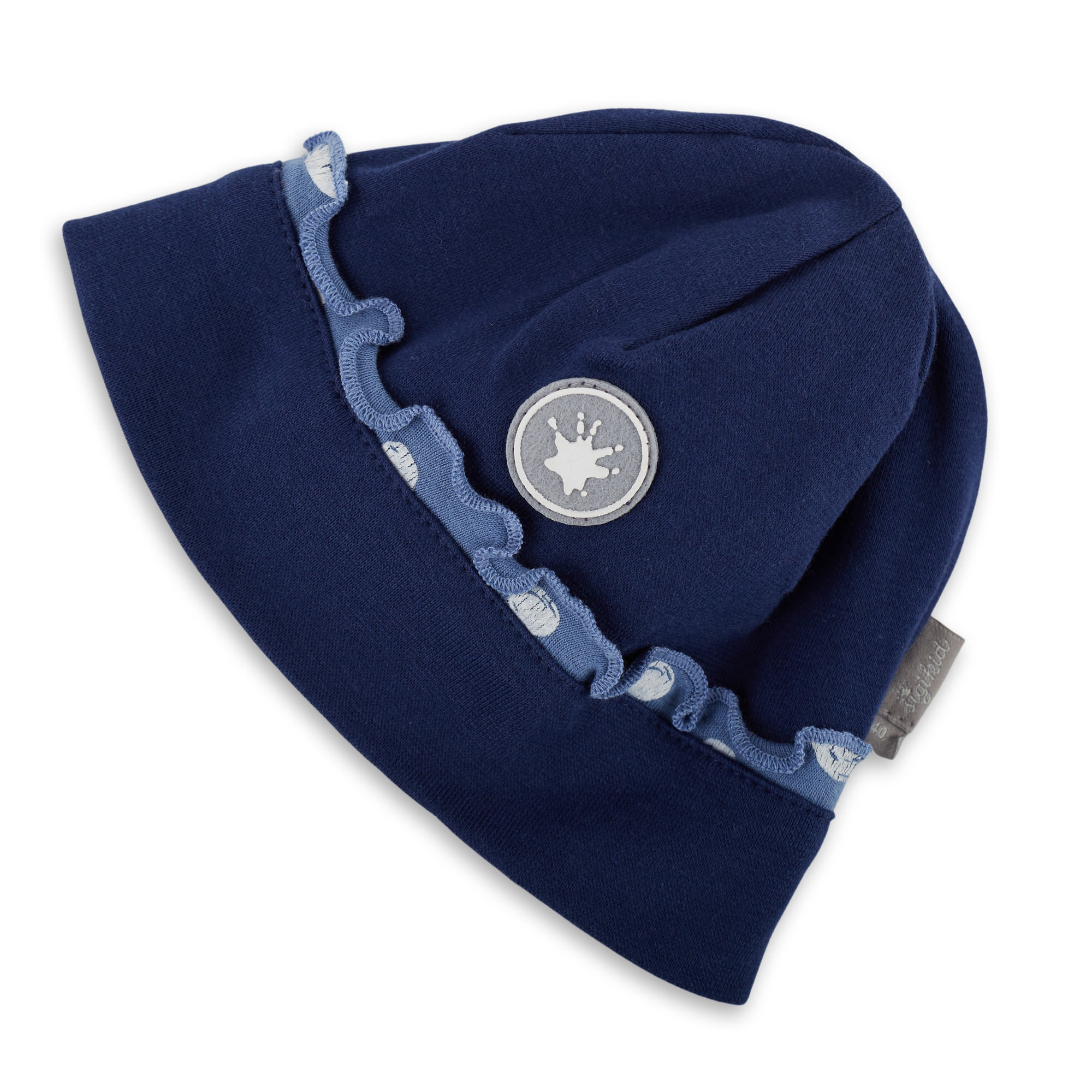 Dunkelblaue Baby Mütze mit Kräuselkante