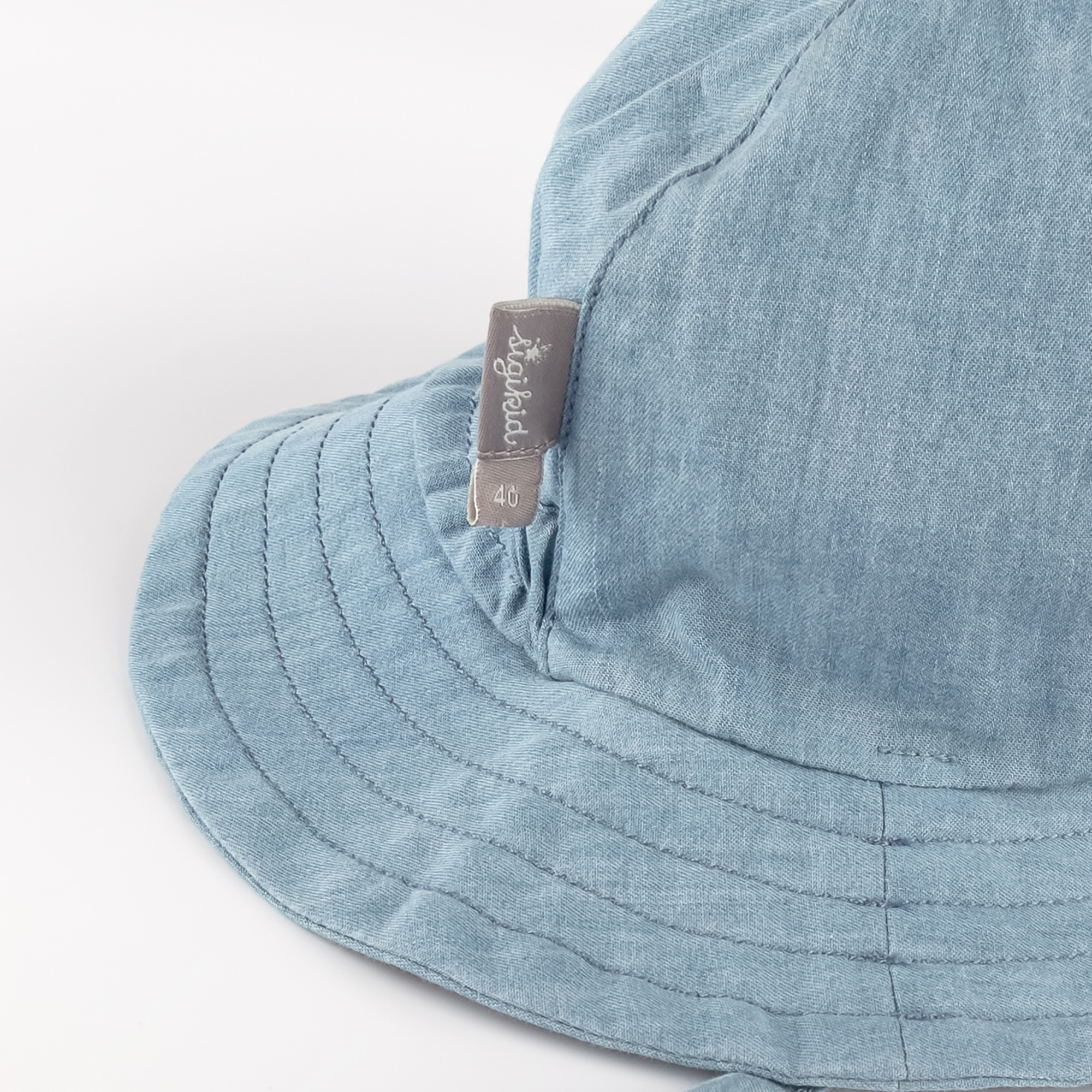 Baby Jeanshut mit Krempe und Bindebändchen