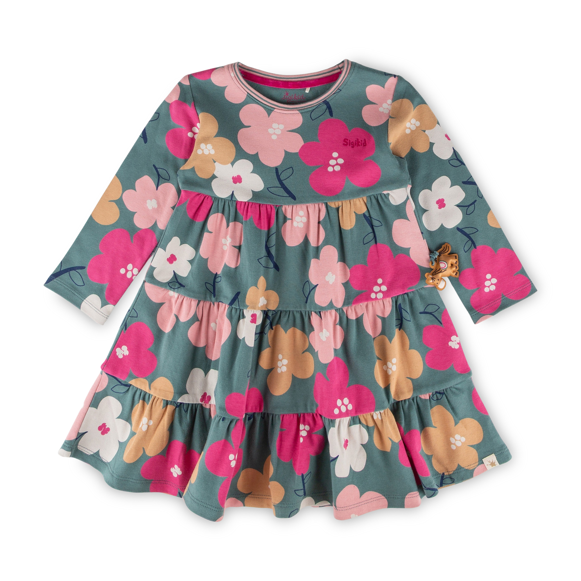 Kinder Stufenkleid Pony Love, grün mit Blumenprint Kinder Stufenkleid Pony Love, grün mit Blumenprint