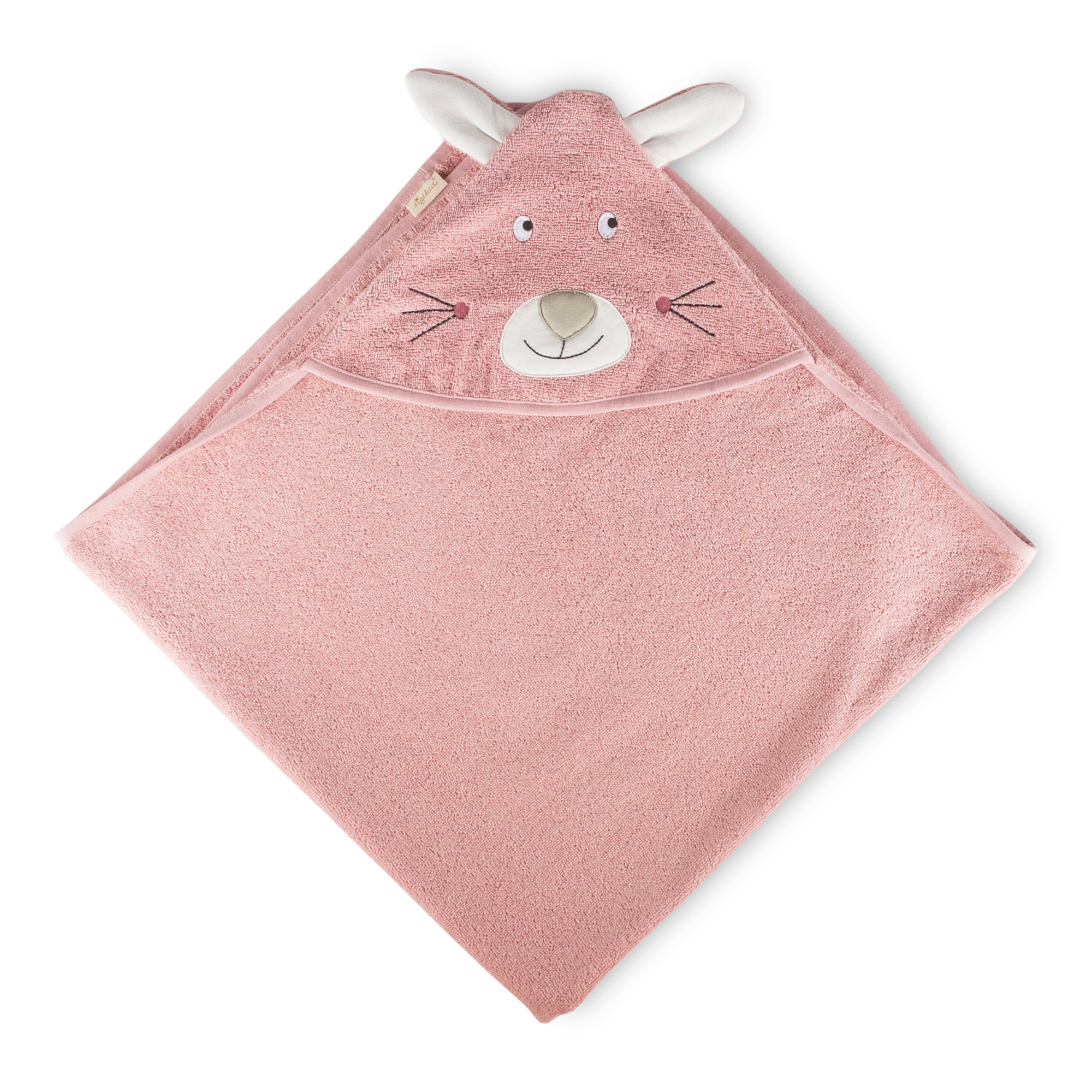 Hooded baby & toddler bath towel bunny, pastel pink
