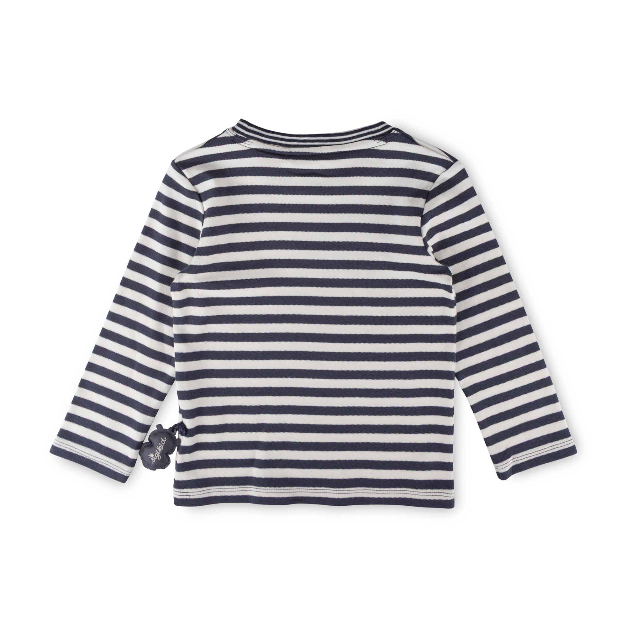 Kinder Langarmshirt Eule Magic Owl, blau-weiß geringelt