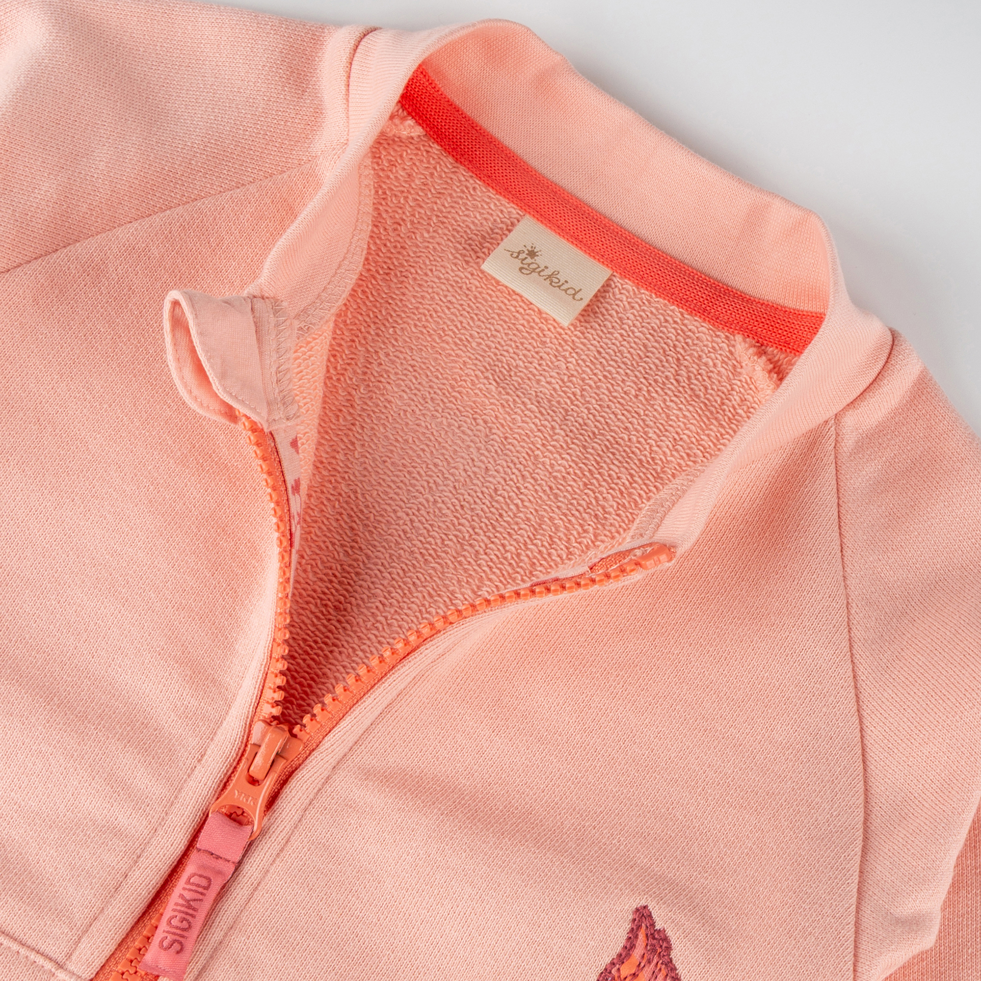 Kinder Sweatjacke mit Vogel Motiv und Kängurutasche, rosa