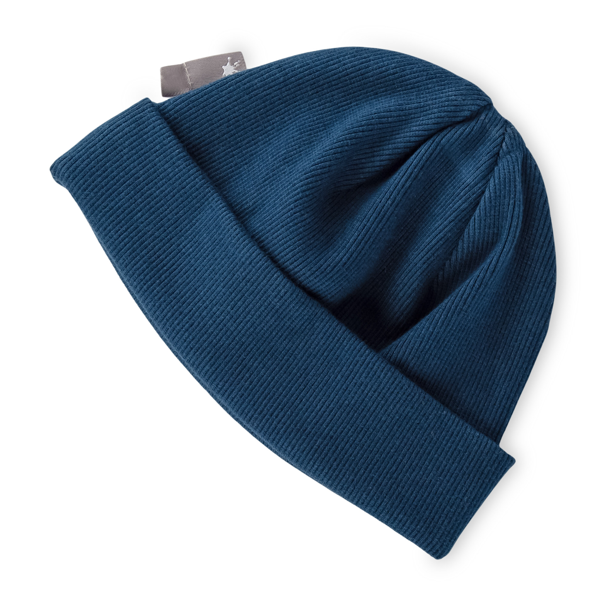 Blaue Babymütze mit Umschlag Blaue Babymütze mit Umschlag