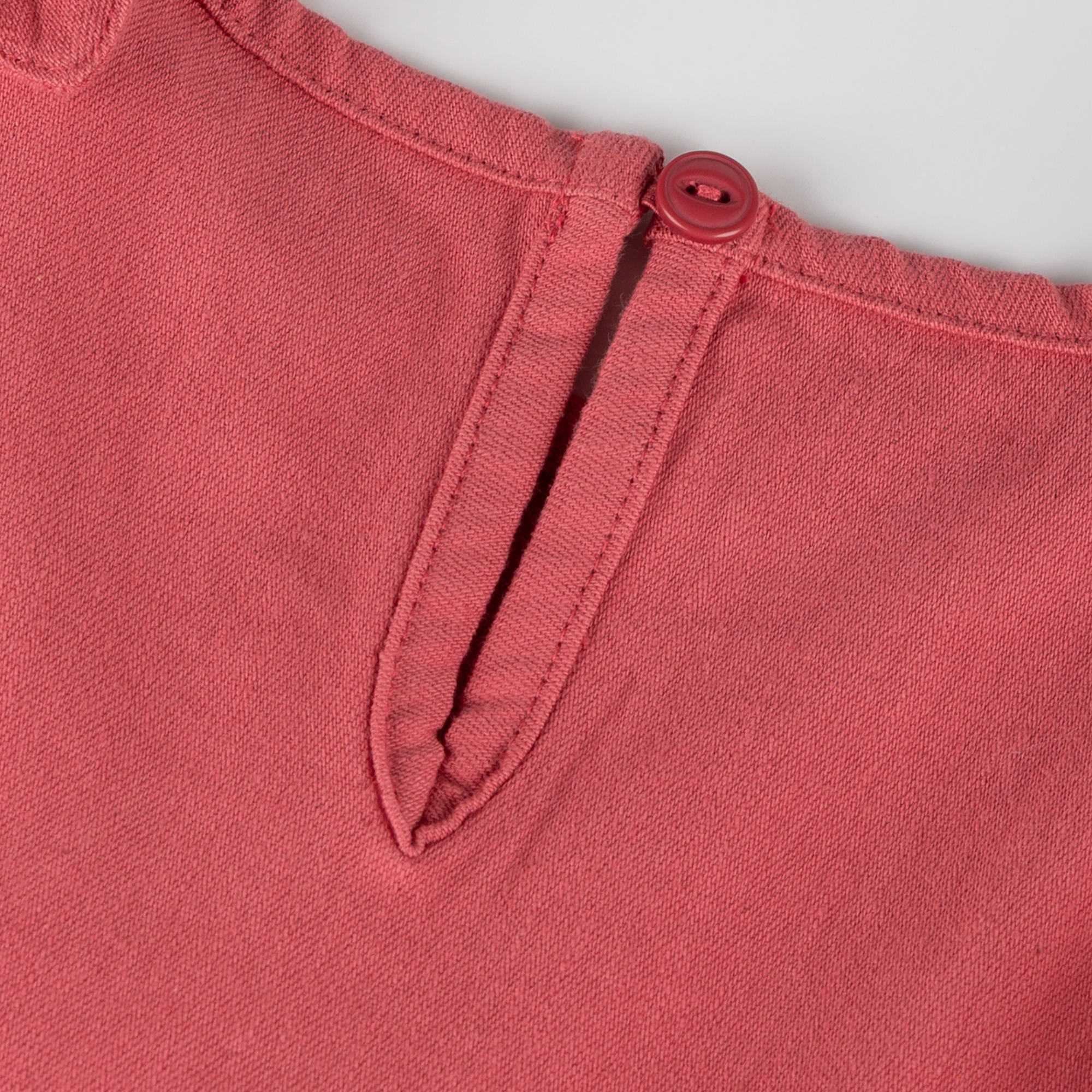 Ärmelloses Kinder Volant Kleid mit Vogel Motiv, rosarot