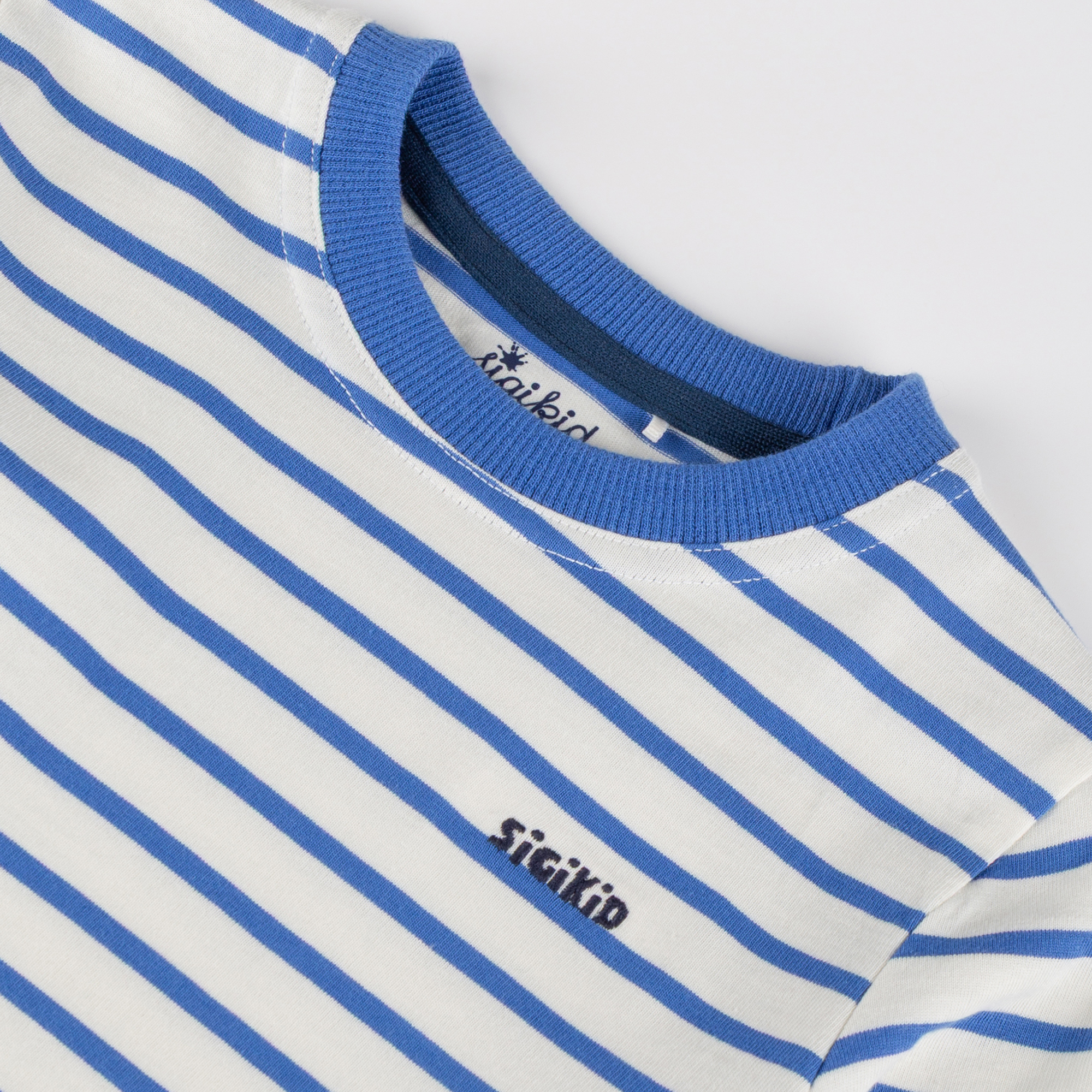 Kinder Ringel Langarmshirt Tiger & Löwe blau/weiß