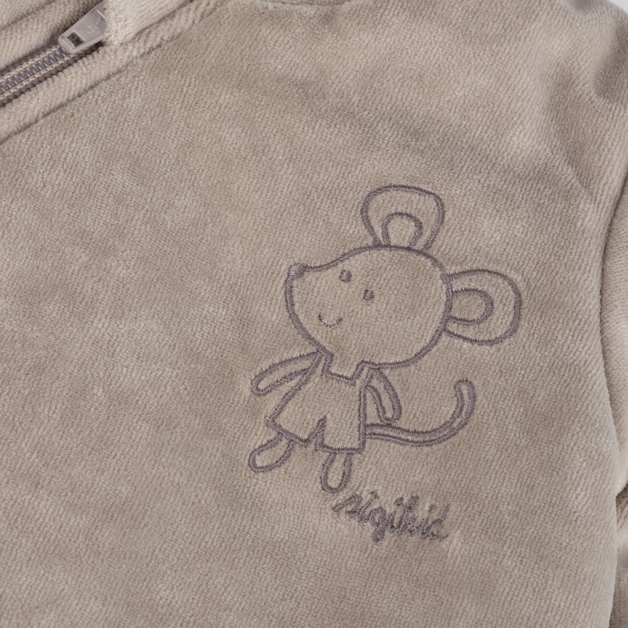 Newborn baby velour overall, foldable cuffs, wadded, grey