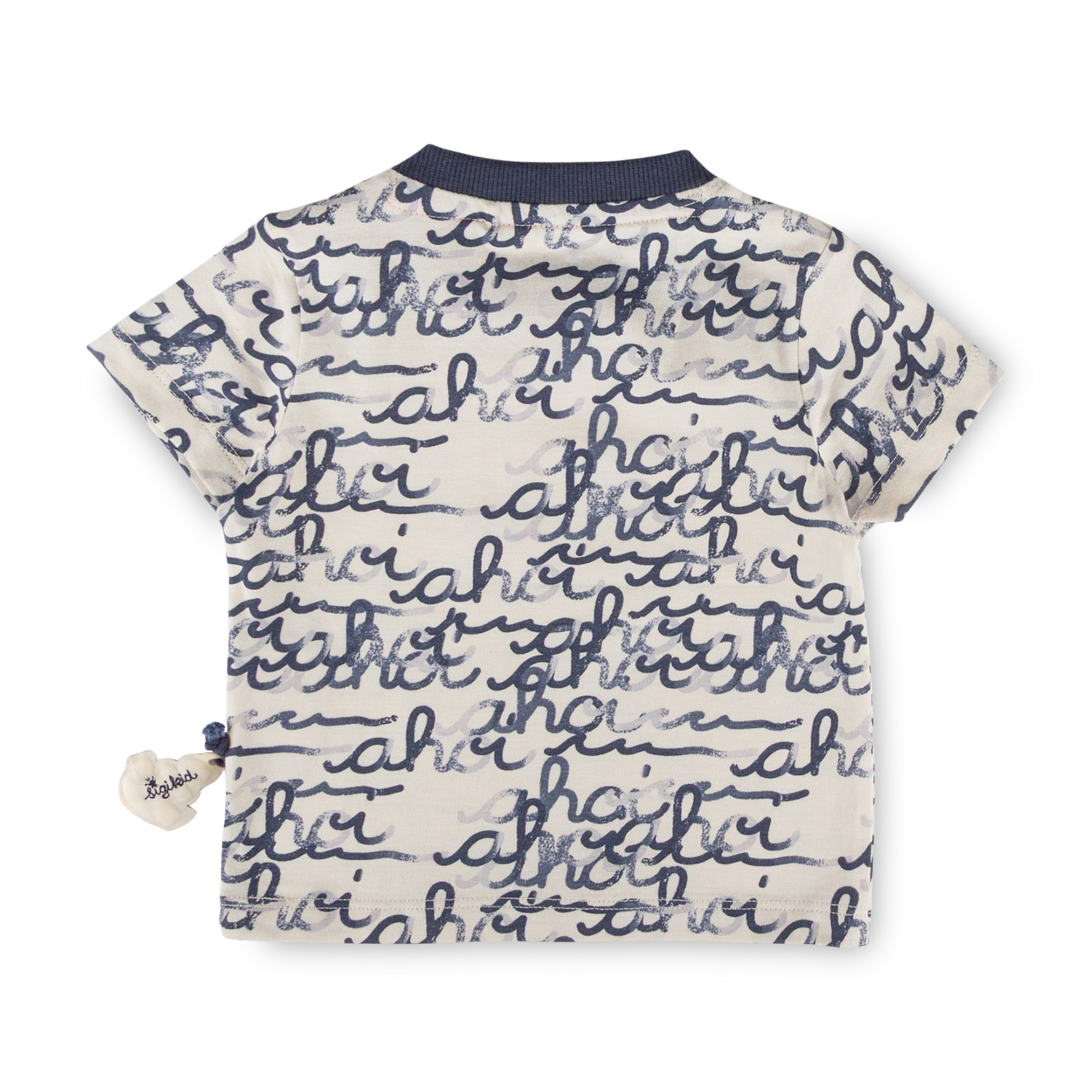 Baby T-Shirt mit "Ahoi" Print, weiß mit blau