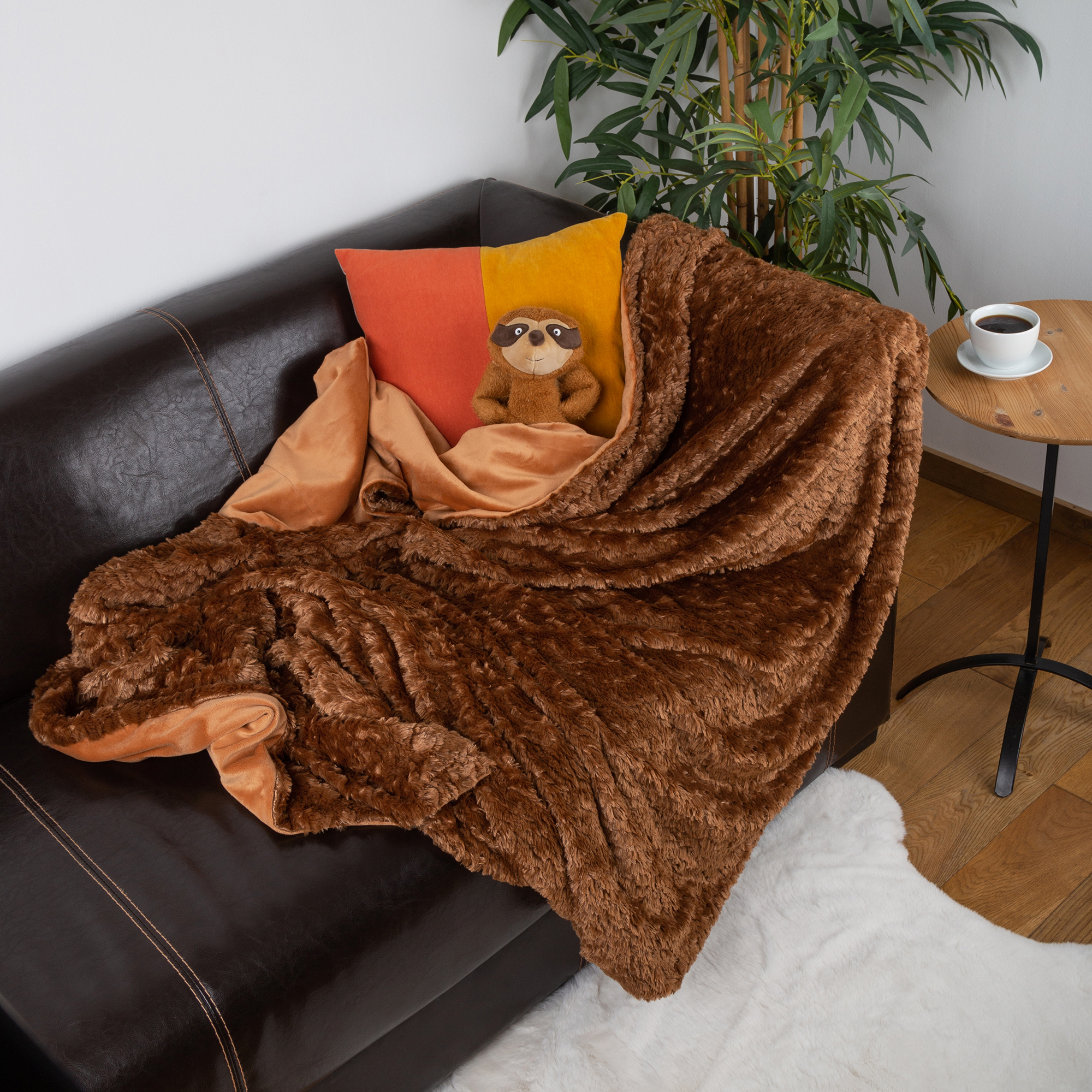 Plüschdecke braun gewirbelt, doppellagig, Beasts Plüschdecke braun gewirbelt, doppellagig, Beasts