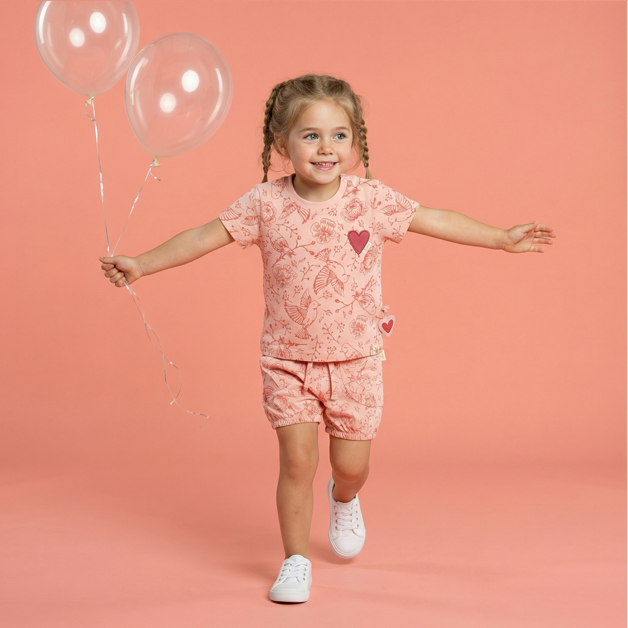 Jersey baby shorts allover print Spring Birds