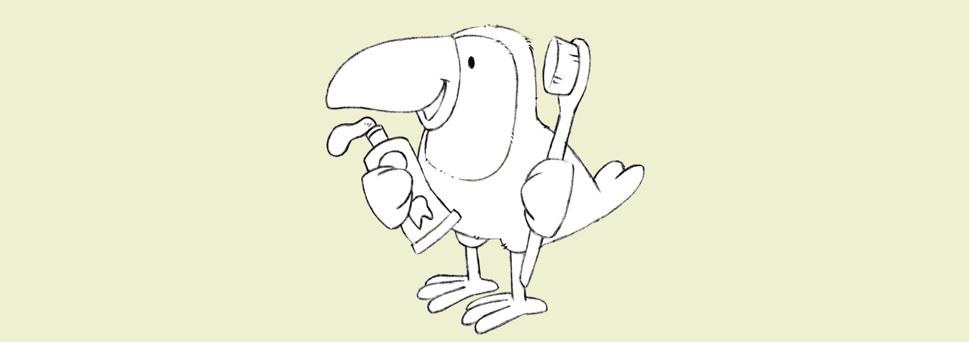 Ausmalbild: Zahnputzvogel Jino