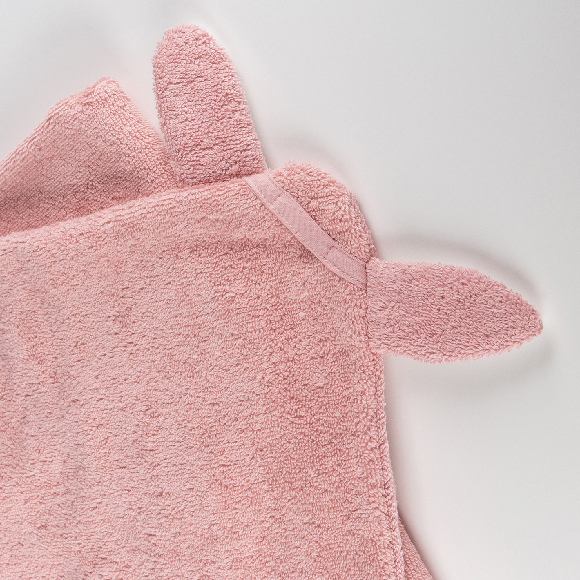 Hooded baby & toddler bath towel bunny, pastel pink