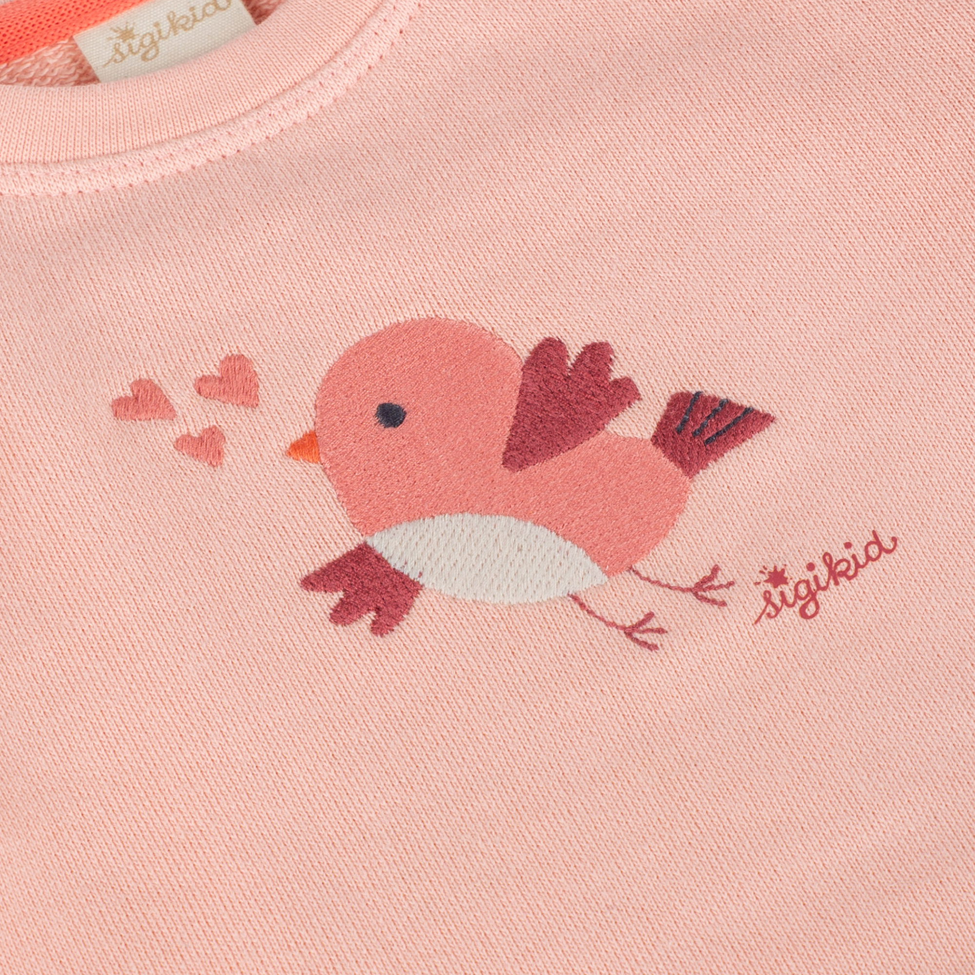 Baby Sweatshirt mit Vögelchen Stickmotiv, rosa
