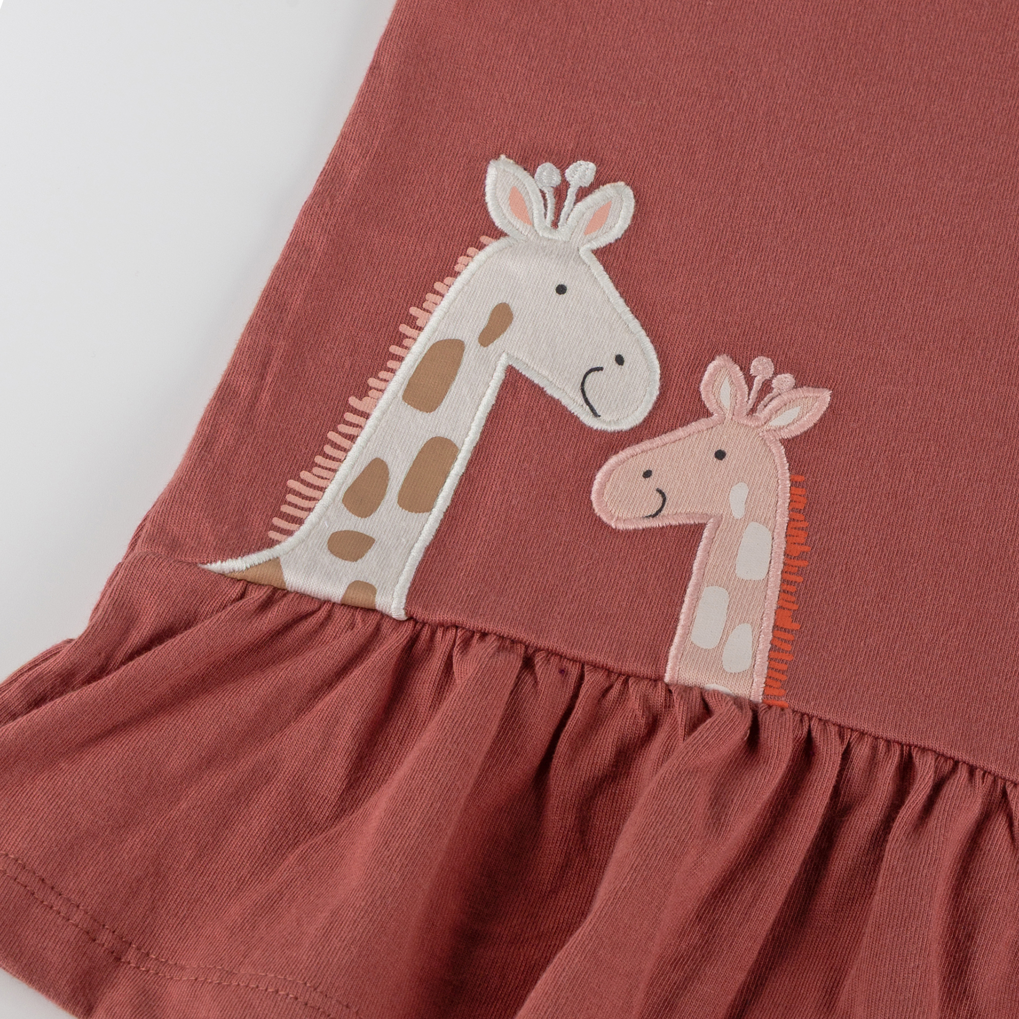 Baby Kleid Giraffe mit Rüschen, rotbraun