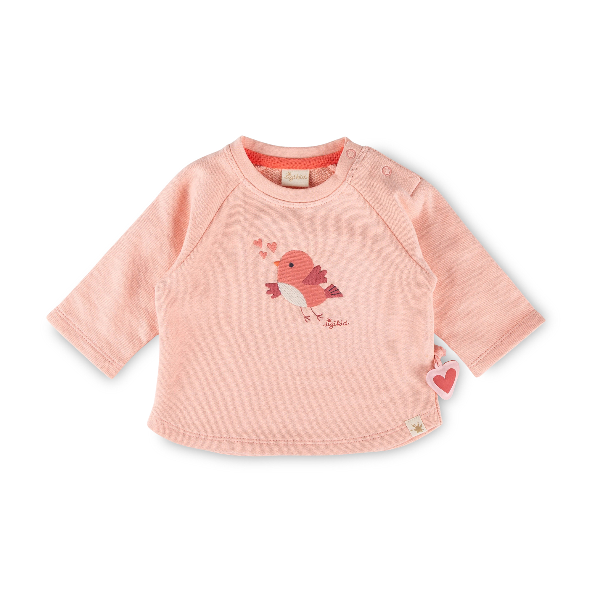 Baby Sweatshirt mit Vögelchen Stickmotiv, rosa