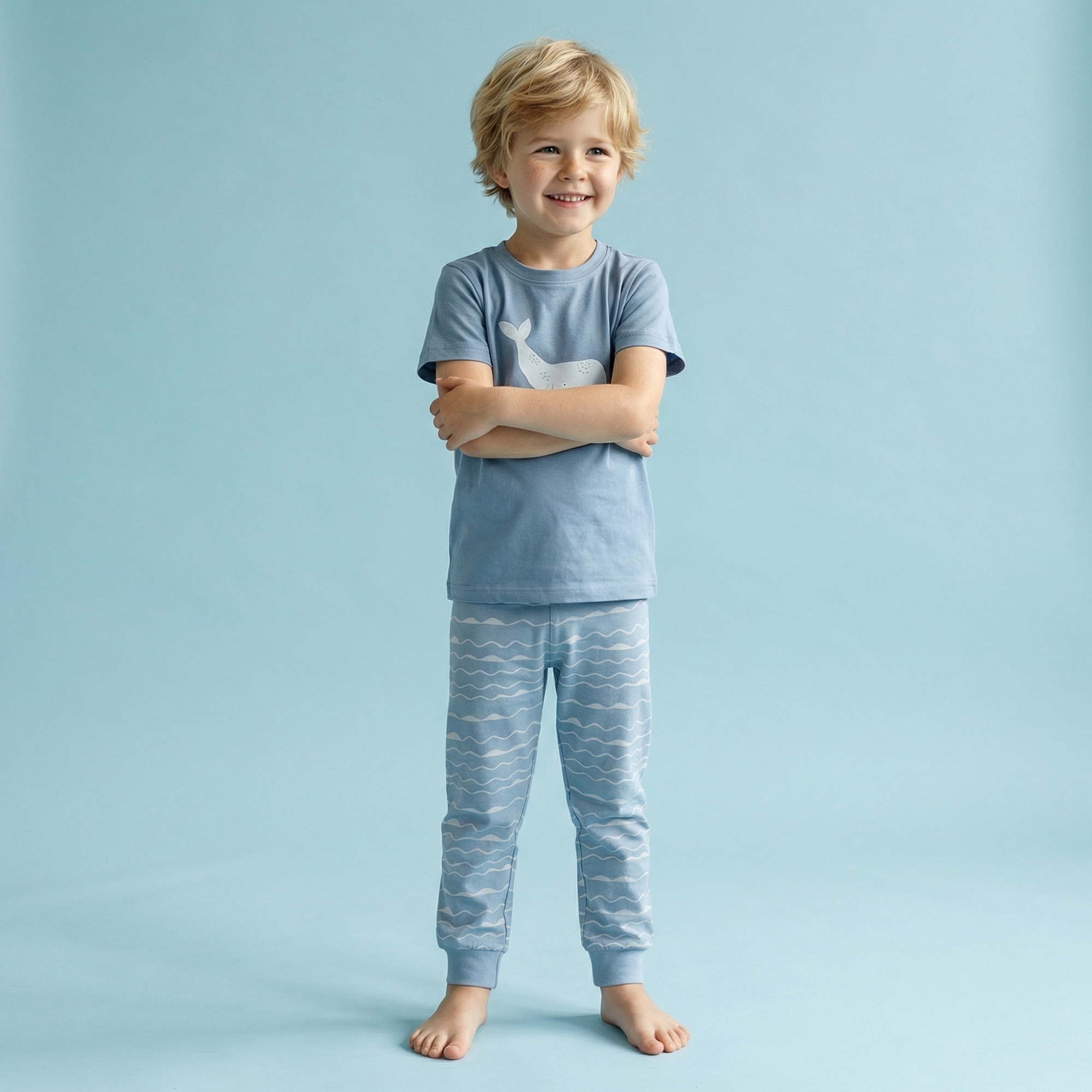 Kinder Pyjama Wal, hellblau