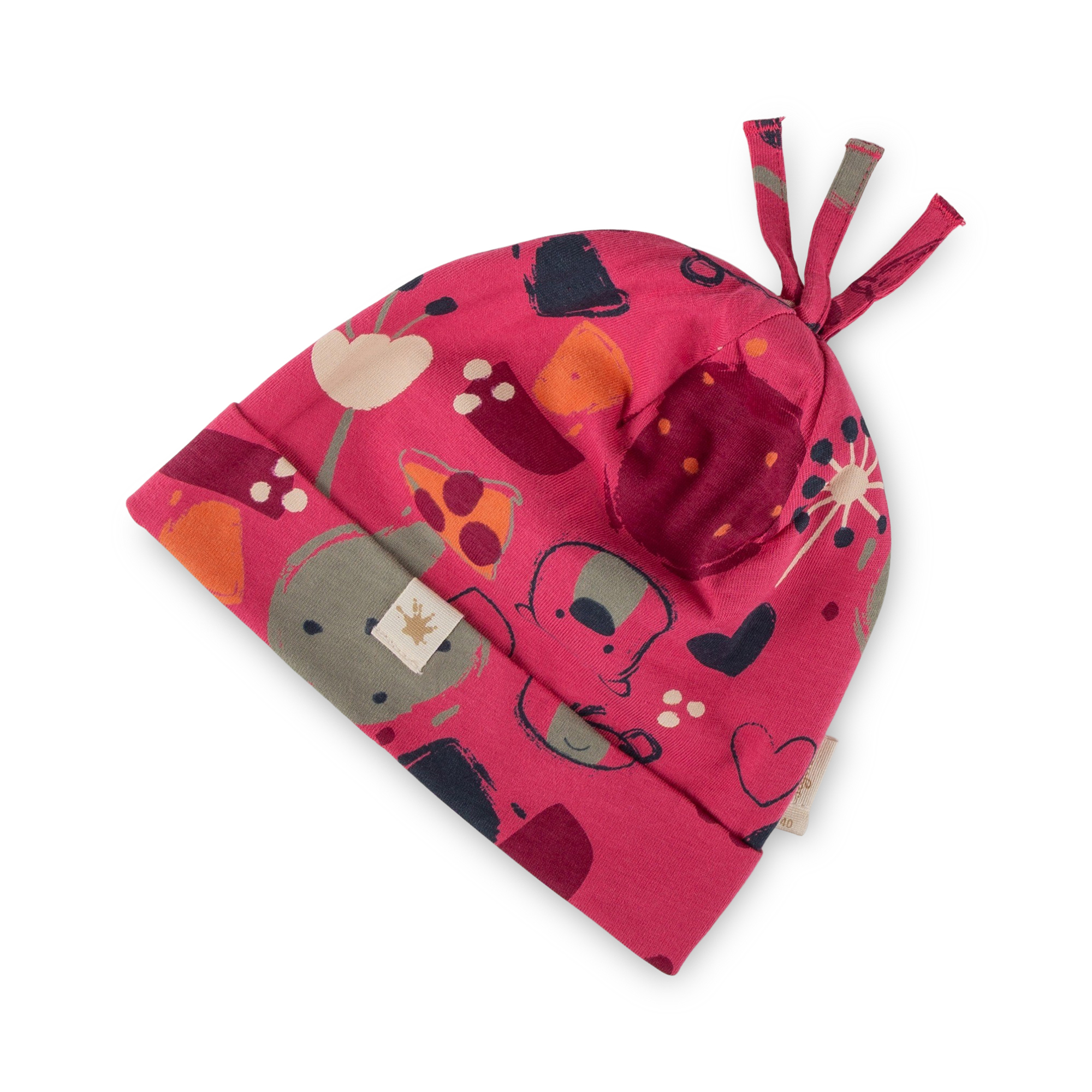 Baby Mütze Bärchen Fancy Forest Print, pink