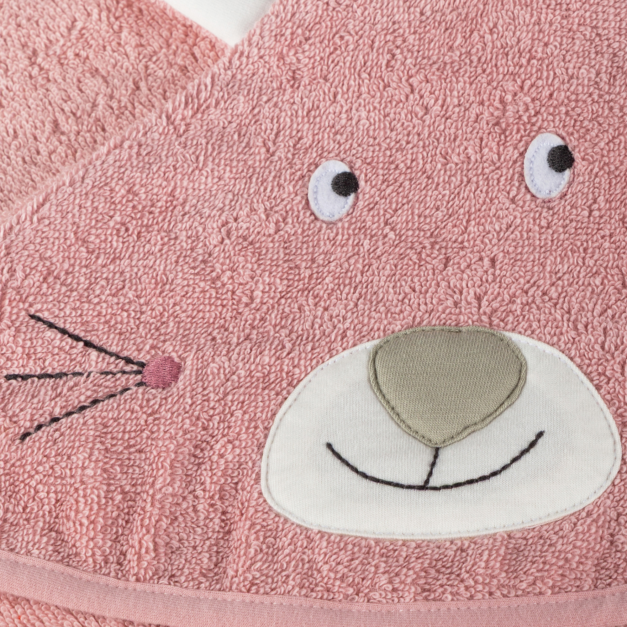 Hooded baby & toddler bath towel bunny, pastel pink