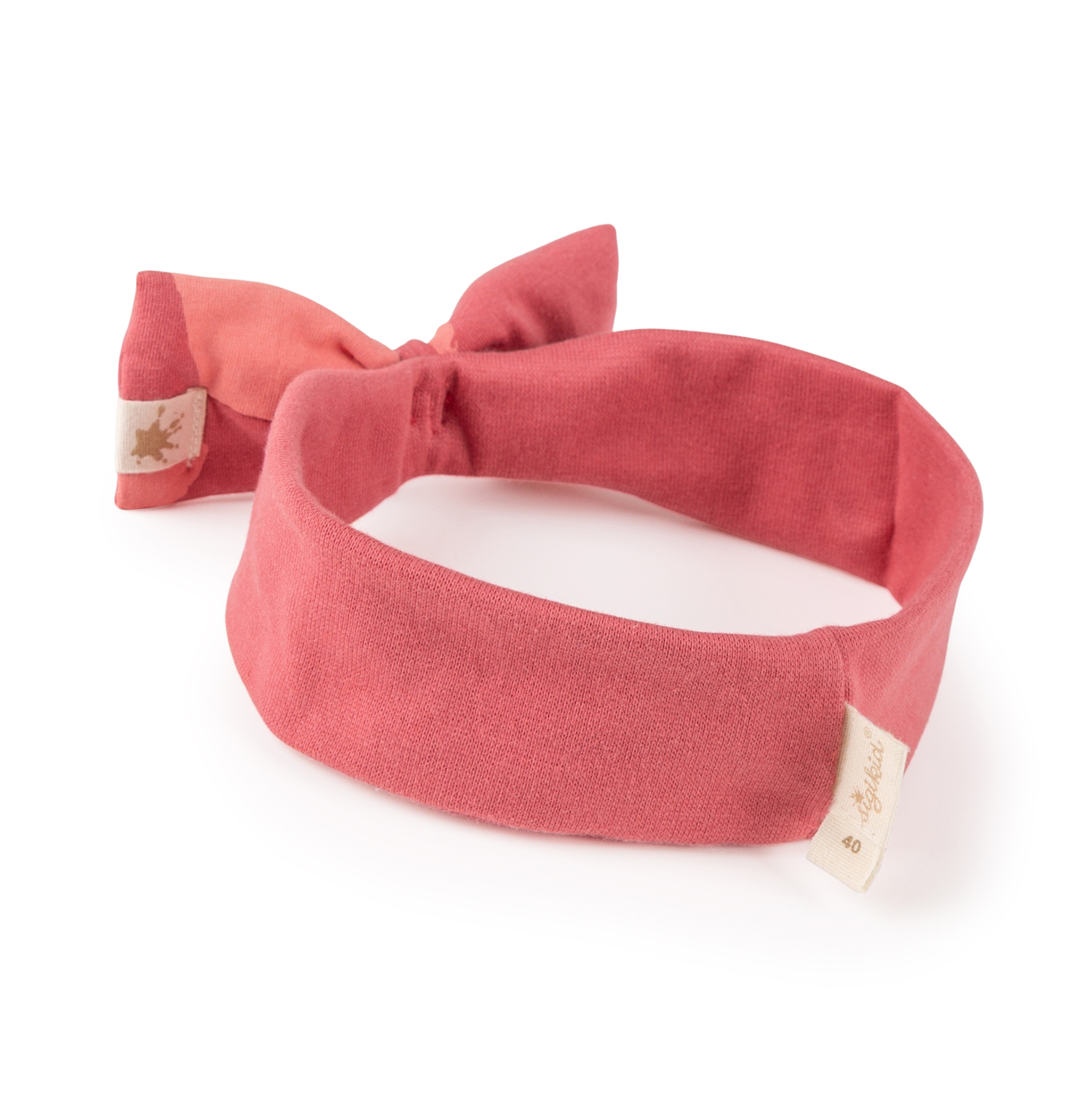 Baby Schleifen Stirnband mit Herzchen Print, rosarot