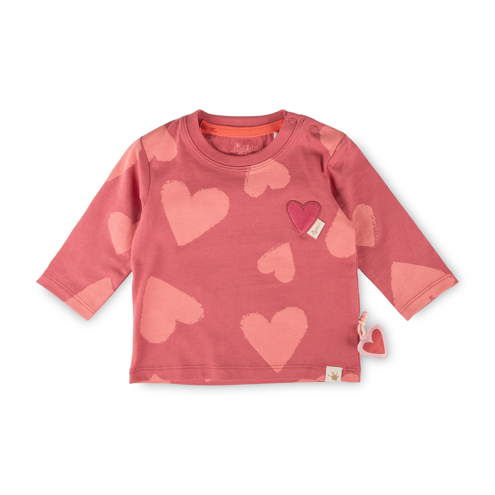 Baby Langarmshirt mit Herzchen, rosarot
