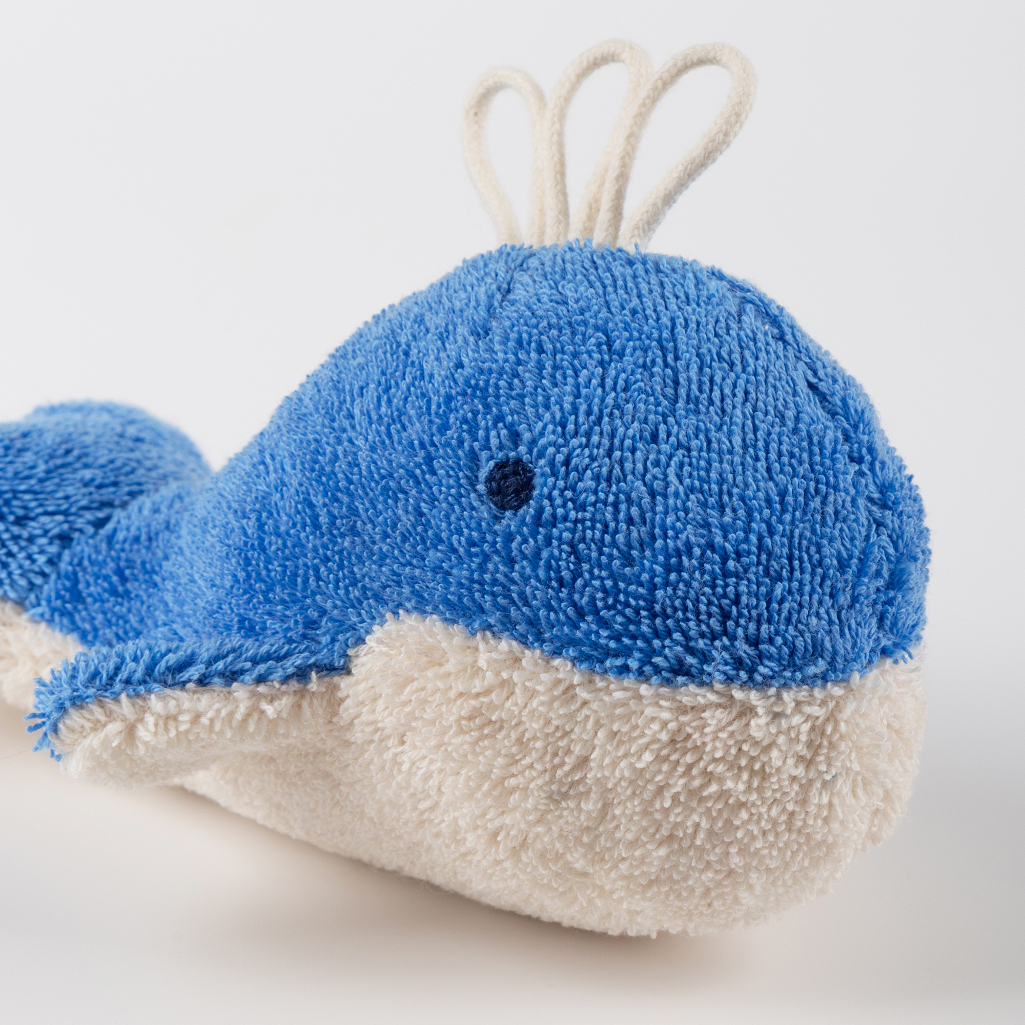 Baby squeaker soft toy whale, terry cotton