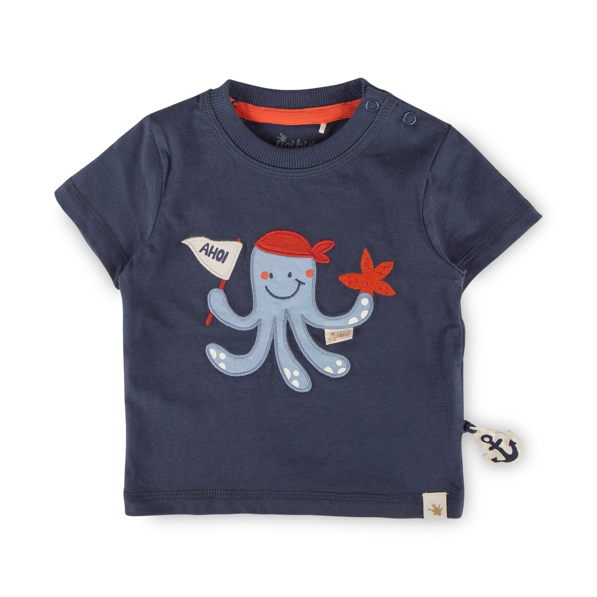 Baby T-Shirt Oktopus, blau