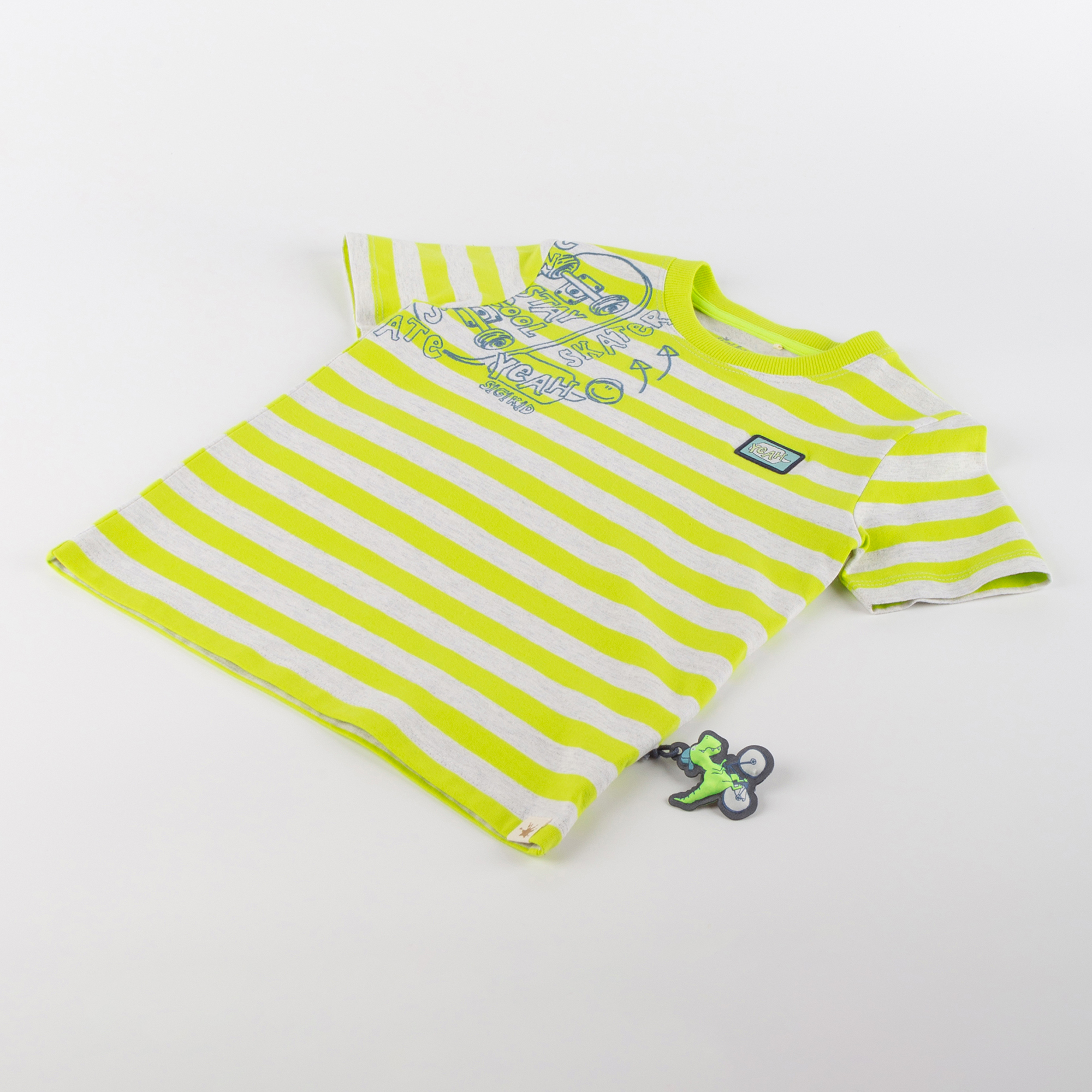 Kinder T-Shirt Sporty Dino, gelb-weiß gestreift Kinder T-Shirt Sporty Dino, gelb-weiß gestreift