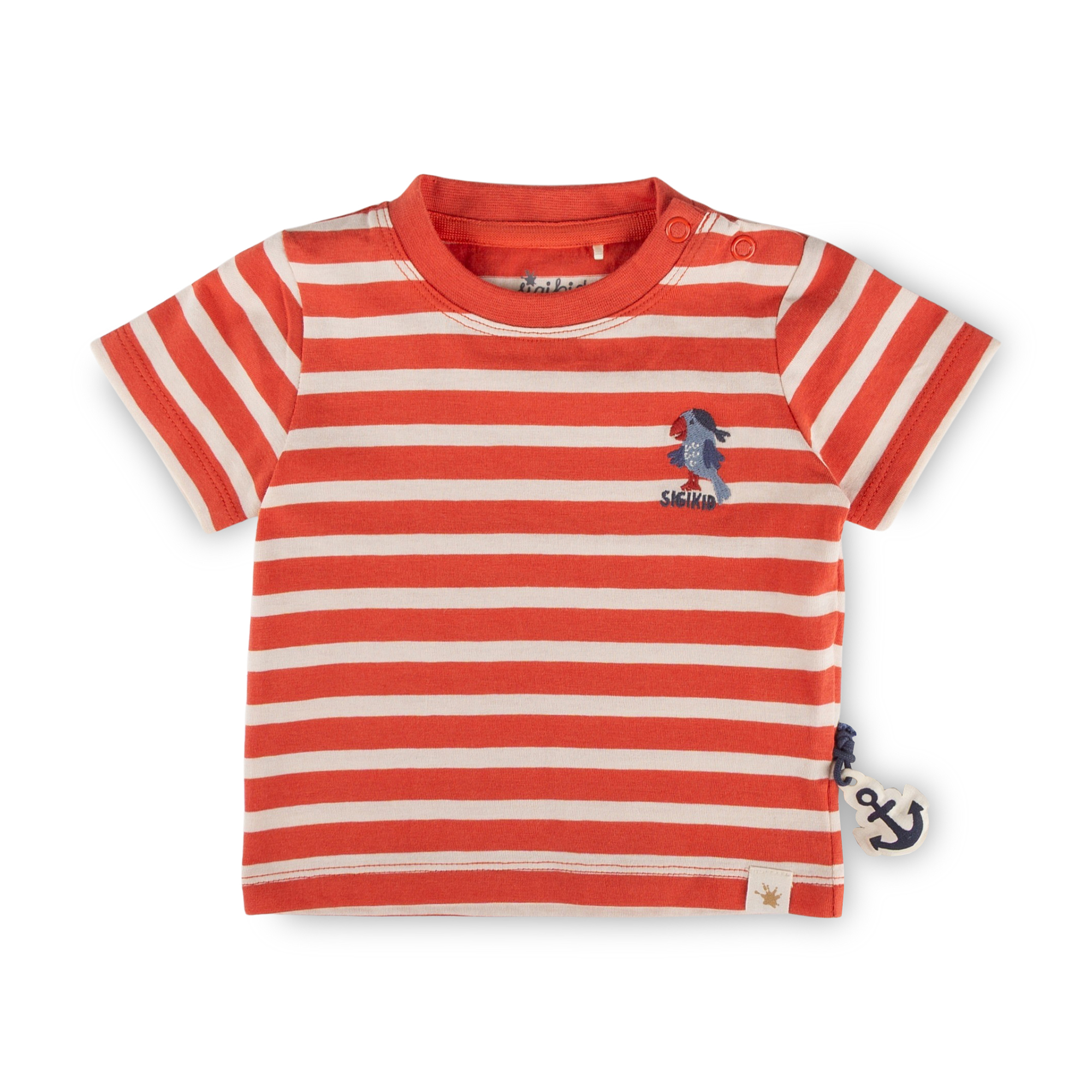 Baby Ringel T-Shirt Papagei, rot-weiß