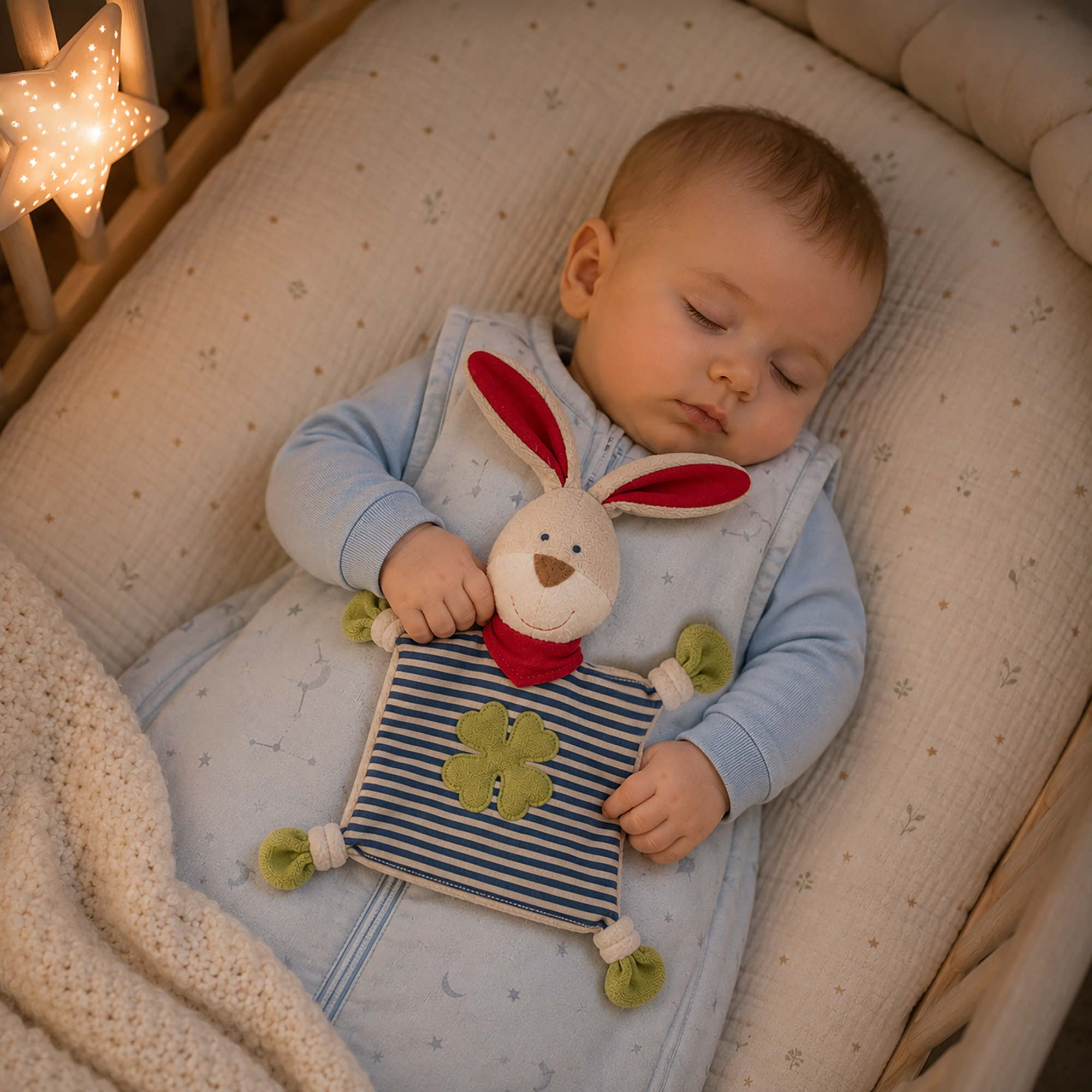 Organic baby comforter lovey bunny, Green
