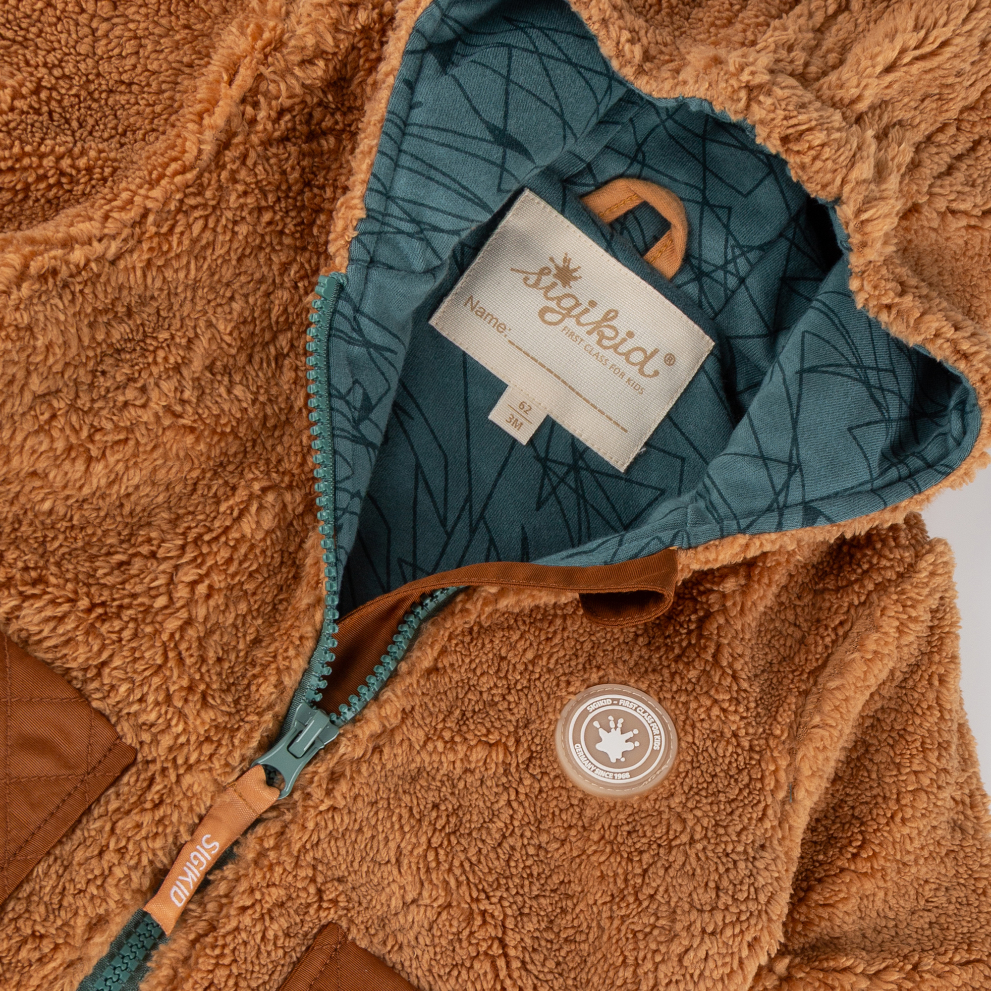 Hooded baby teddy fleece jacket, lined, Wild Fox