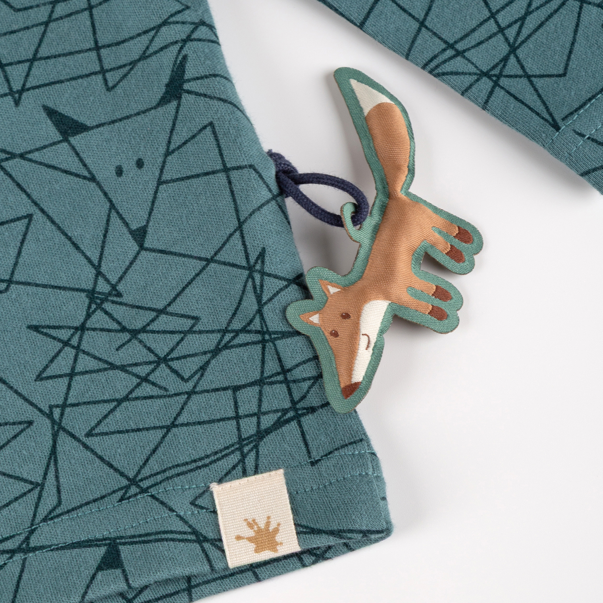 Kinder Langarmshirt Wild Fox, grün bedruckt