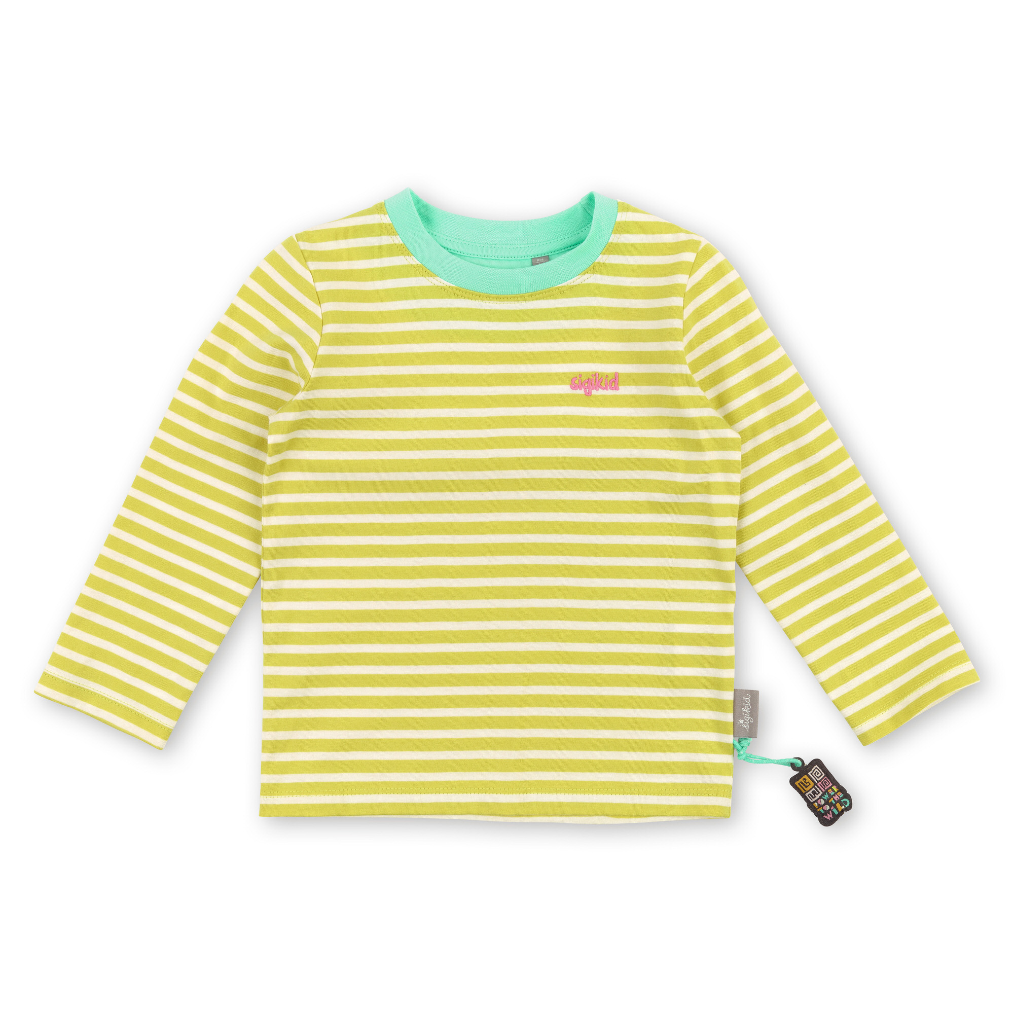 Langarmshirt kiwigrün/weiß geringelt