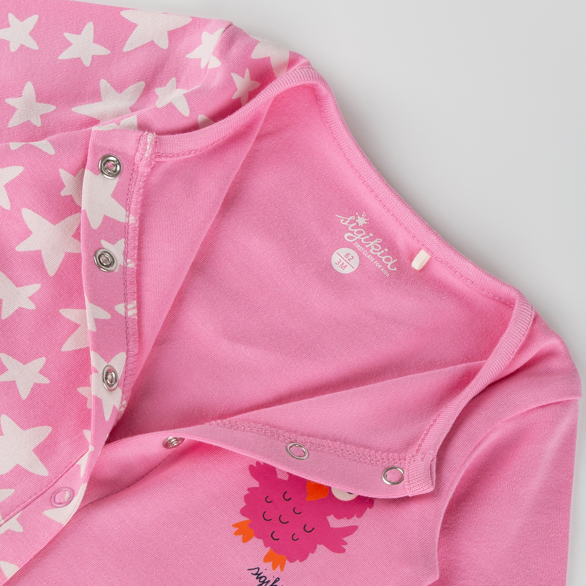 Baby Schlaf Overall Eule mit Sternchen Print, pink Baby Schlaf Overall Eule mit Sternchen Print, pink