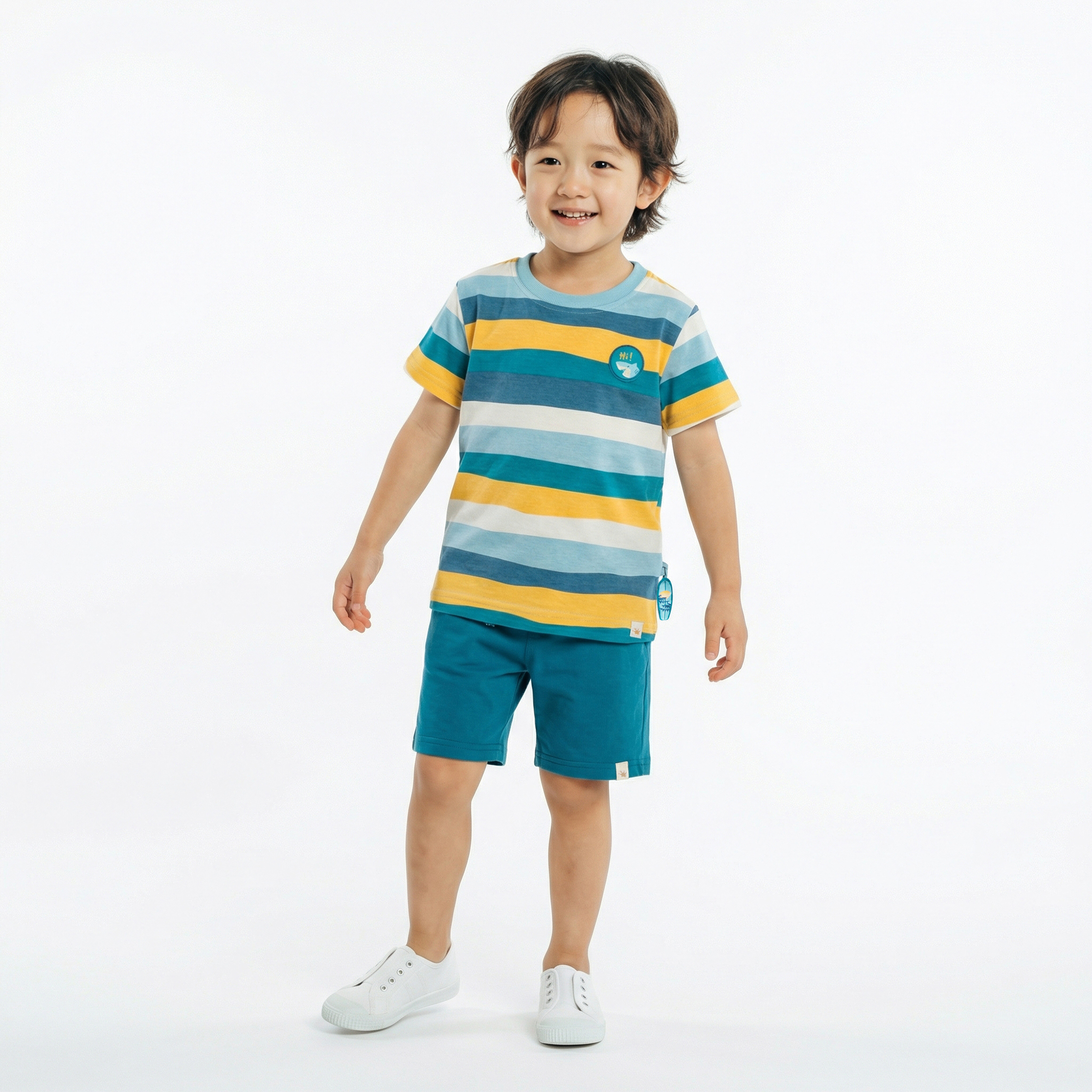 Striped children's T-shirt, Blue & Bright