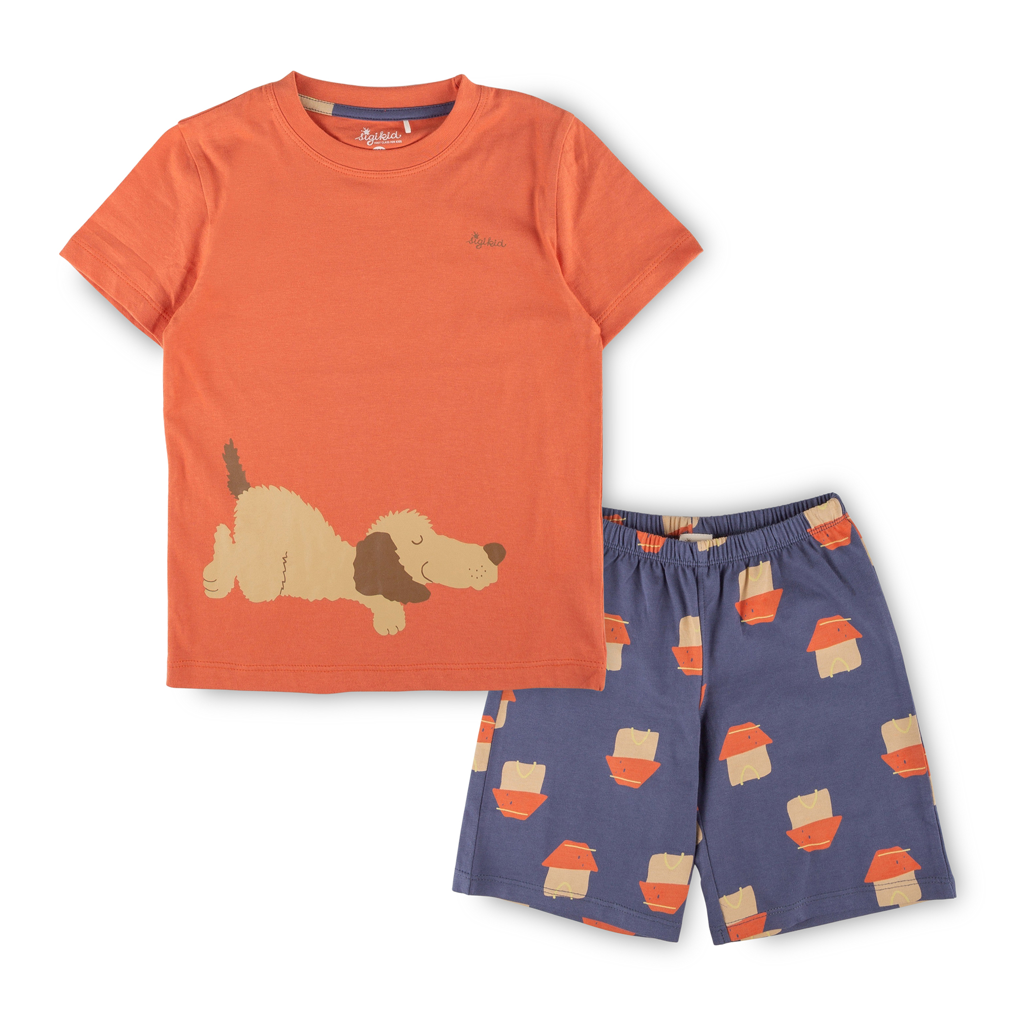 Kurzer Kinder Pyjama Hund, rot/blau Kurzer Kinder Pyjama Hund, rot/blau