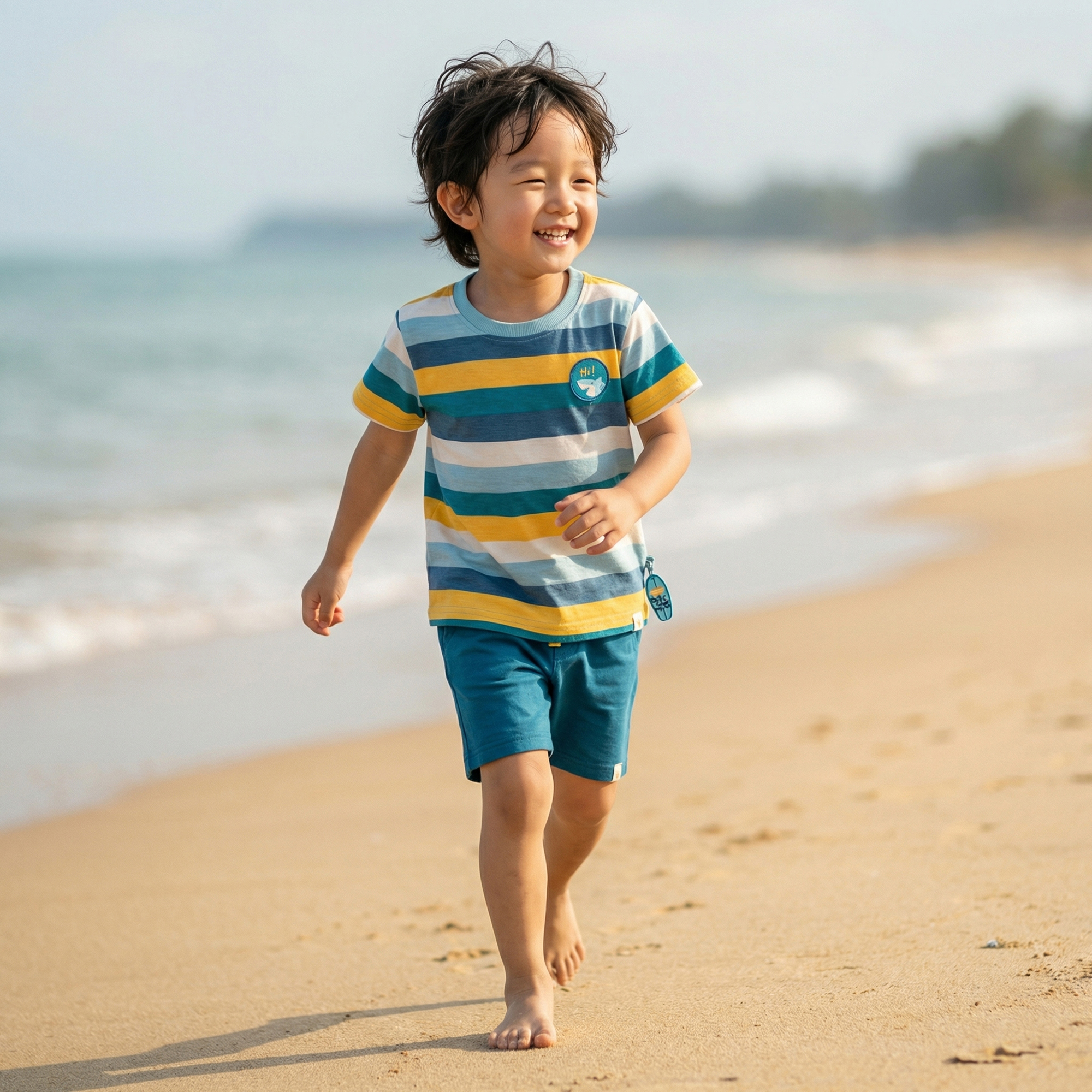 Striped children's T-shirt, Blue & Bright