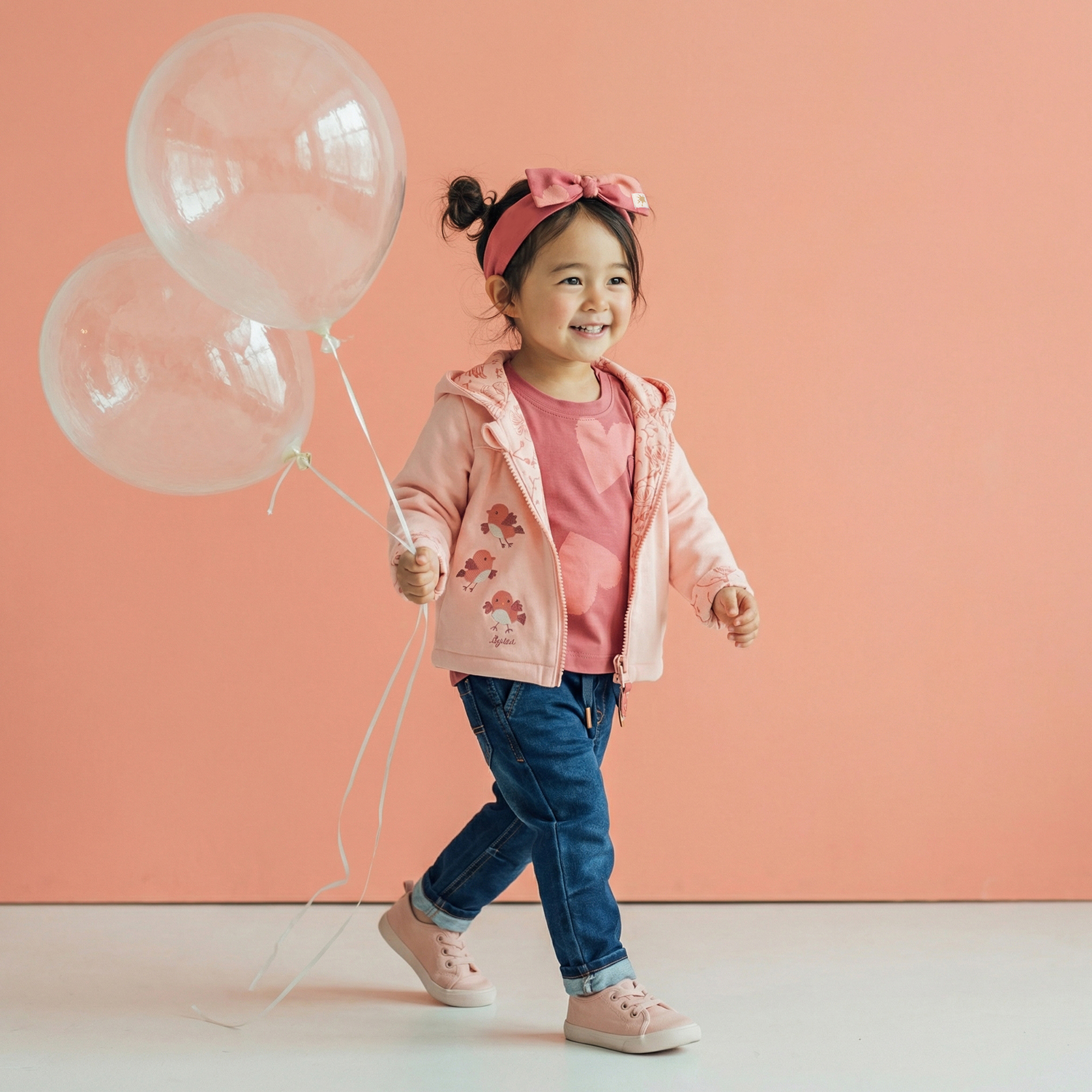 Reversible baby jacket Spring Birds, interlined