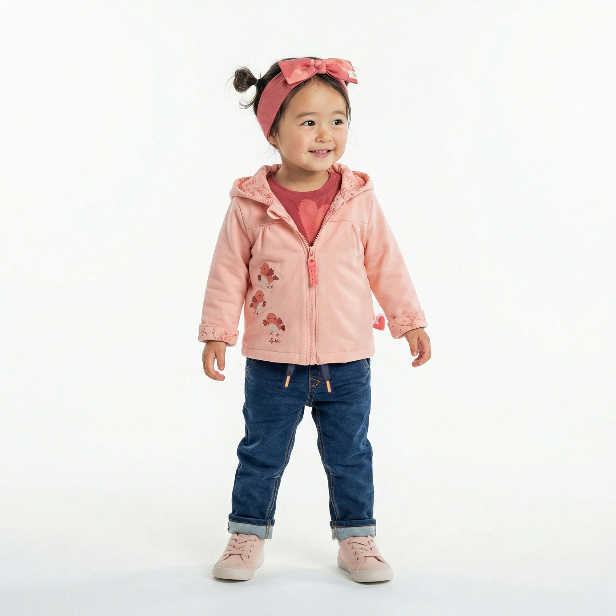 Reversible baby jacket Spring Birds, interlined