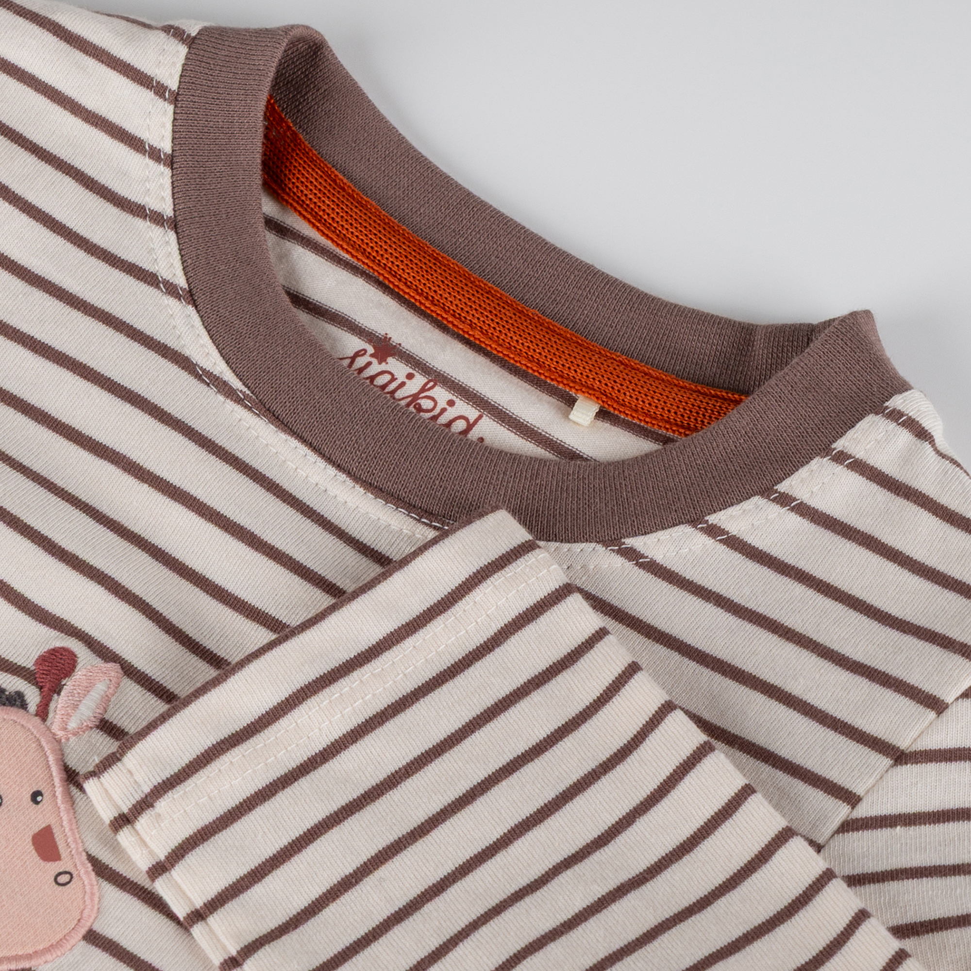 Kinder Ringel Langarmshirt Giraffe, braun/weiß