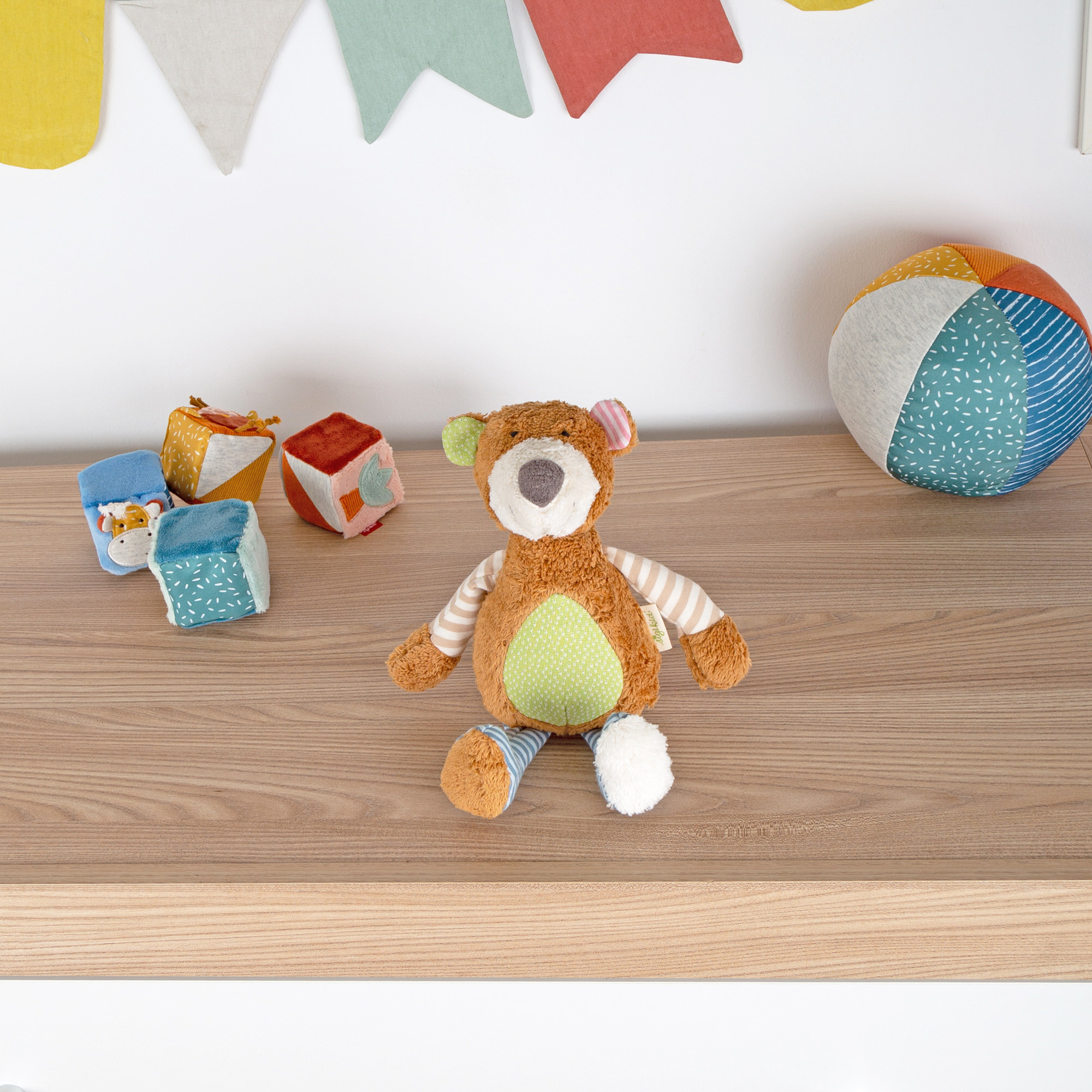 Plush toy patchwork bear, organic Green Plush toy patchwork bear, organic Green